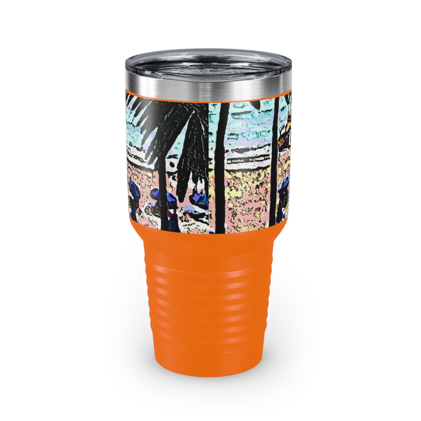 Ringneck Tumbler, 30oz ... "A Beautiful Beach Amongst The Palms" ... The Outrigger Waikiki, Honolulu, Oahu ... Original Works ...