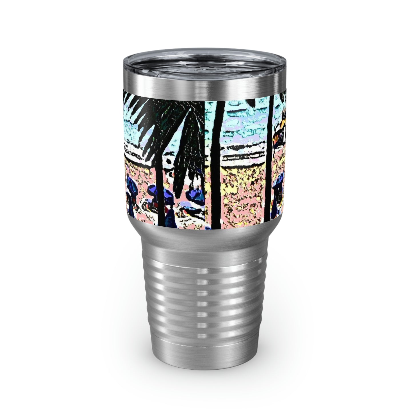 Ringneck Tumbler, 30oz ... "A Beautiful Beach Amongst The Palms" ... The Outrigger Waikiki, Honolulu, Oahu ... Original Works ...