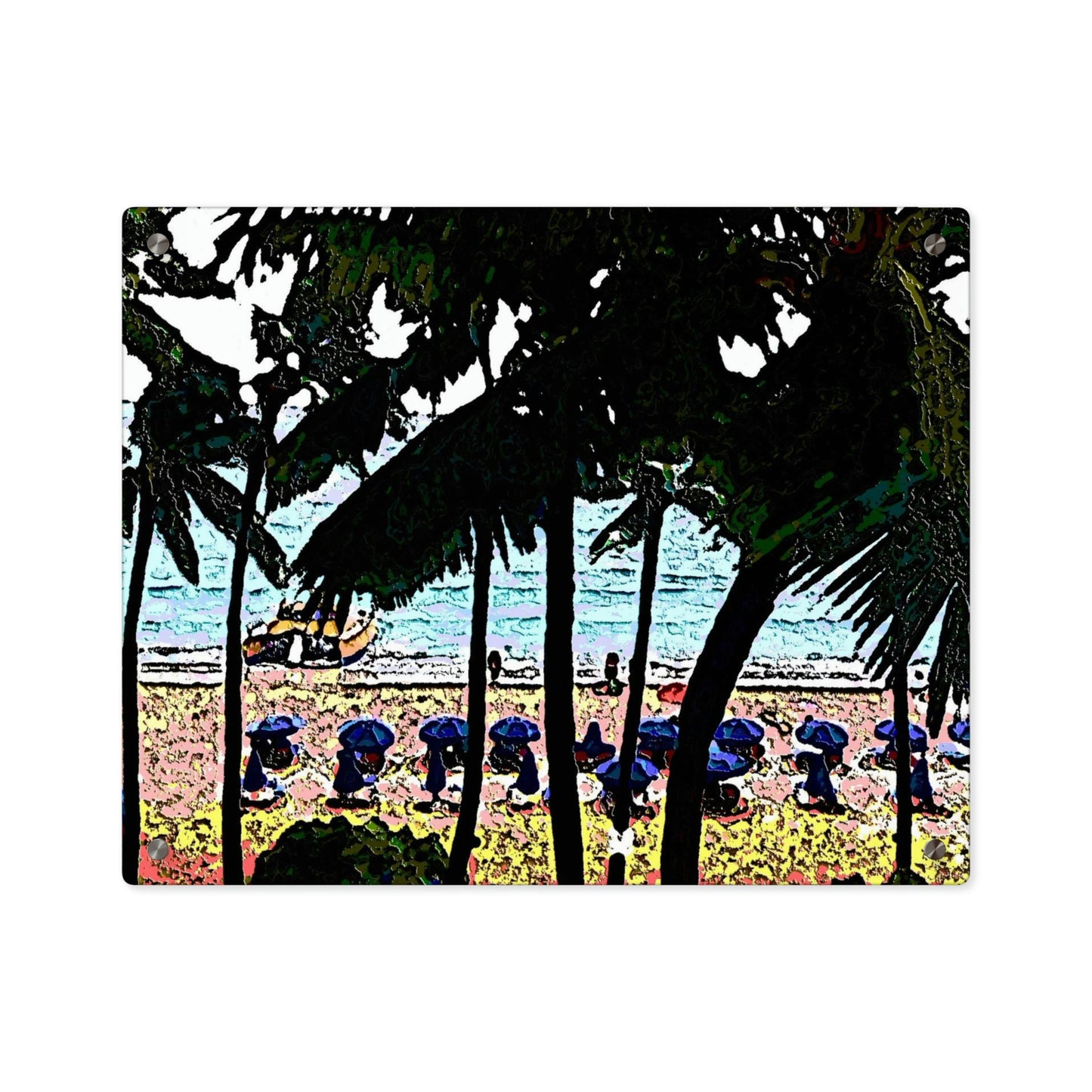 Acrylic Wall Art Panels ... "A Beautiful Beach Amongst The Palms" ... The Outrigger Waikiki, Honolulu, Oahu ... Original Works ...
