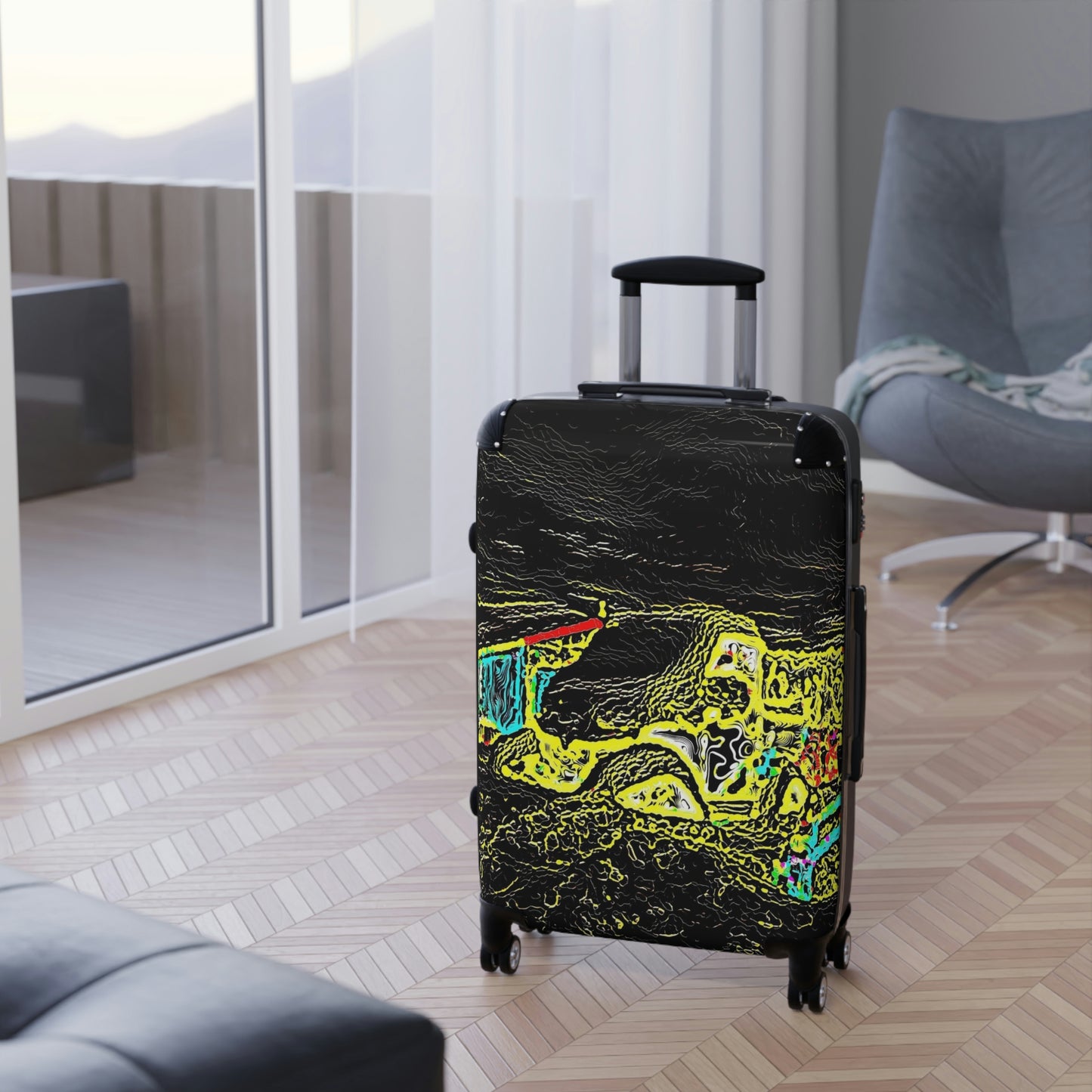 Suitcases ...  "Snow Vehicle In Snow Storm At-Rest" ... Circa 12Mar23 ... Central Idaho ... 18-Hours Rendering Time: Original Works ...