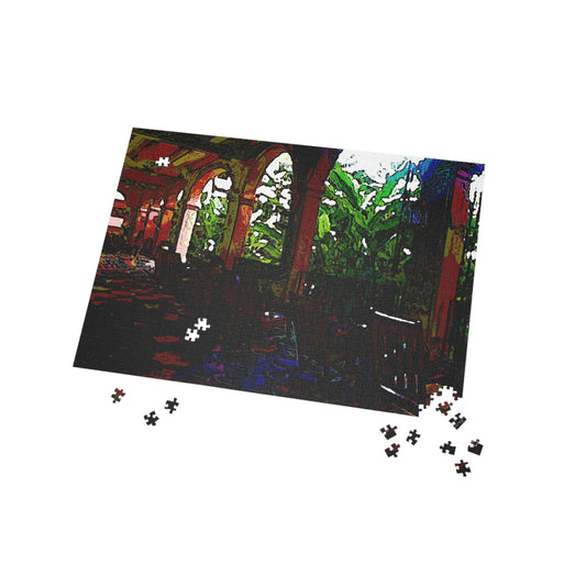 Puzzle (96, 252, 500, 1000-Piece) ... Lanai & Rocking Chairs At: 'The Pink Palace' ... The Royal Hawai'ian ... Honolulu, HI ... '27Oct2014' ... Original Works ...