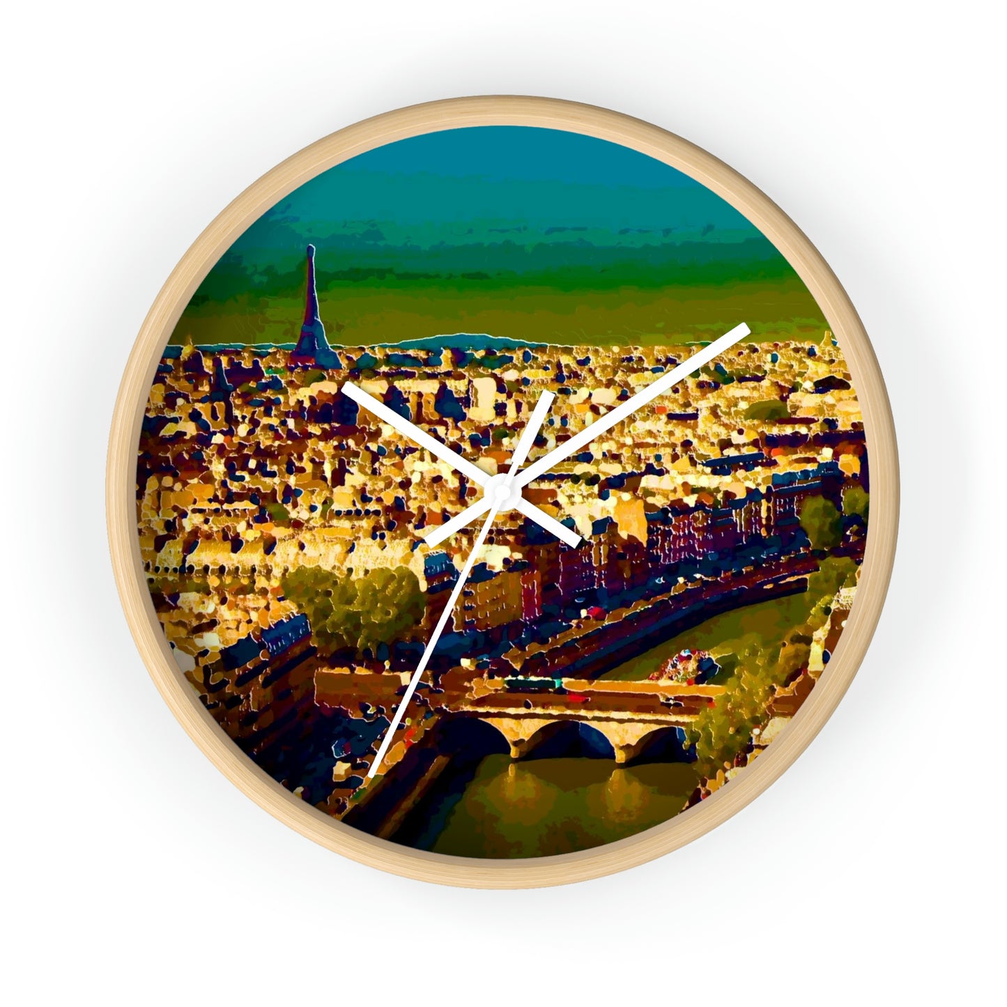 Wall clock ... Au Paris ... "Along The River Seine" ... Barbara Joan Bonnel-Holt: 1972 ... Original Works ...