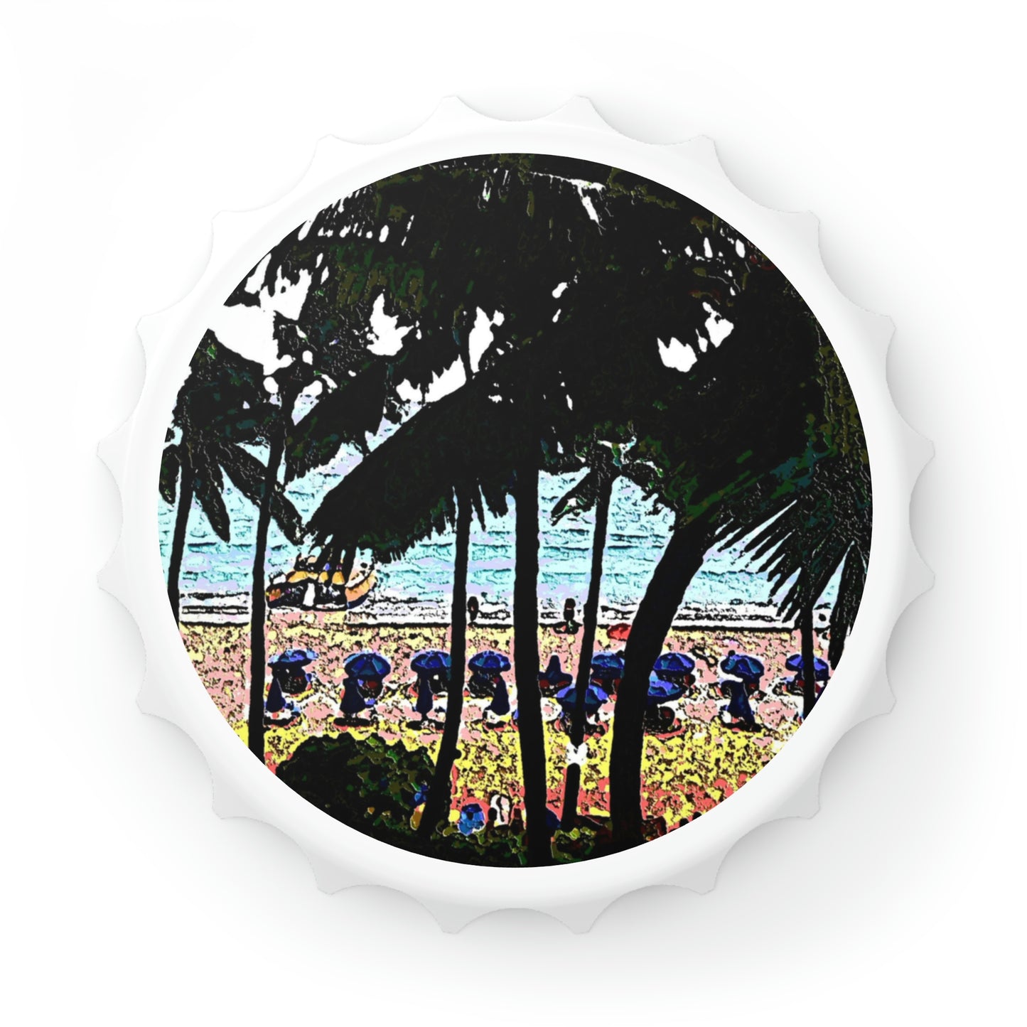 Bottle Opener ... "A Beautiful Beach Amongst The Palms" ... The Outrigger Waikiki, Honolulu, Oahu ... Original Works ...