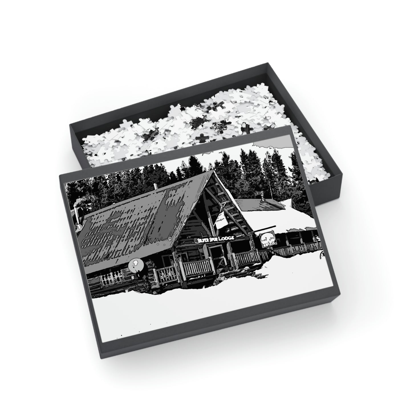 Puzzle (96, 252, 500, 1000-Piece) ... A Beautiful Lodge & Back-Country Outfitter In A Mountain Town ... 'Dixie, Idaho, November 2022' ... Original Works ...