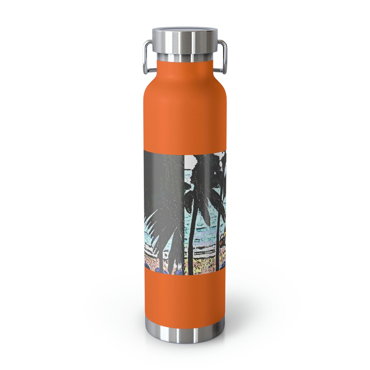 Copper Vacuum Insulated Bottle, 22oz ... "A Beautiful Beach Amongst The Palms" ... The Outrigger Waikiki, Honolulu, Oahu ... Original Works ...