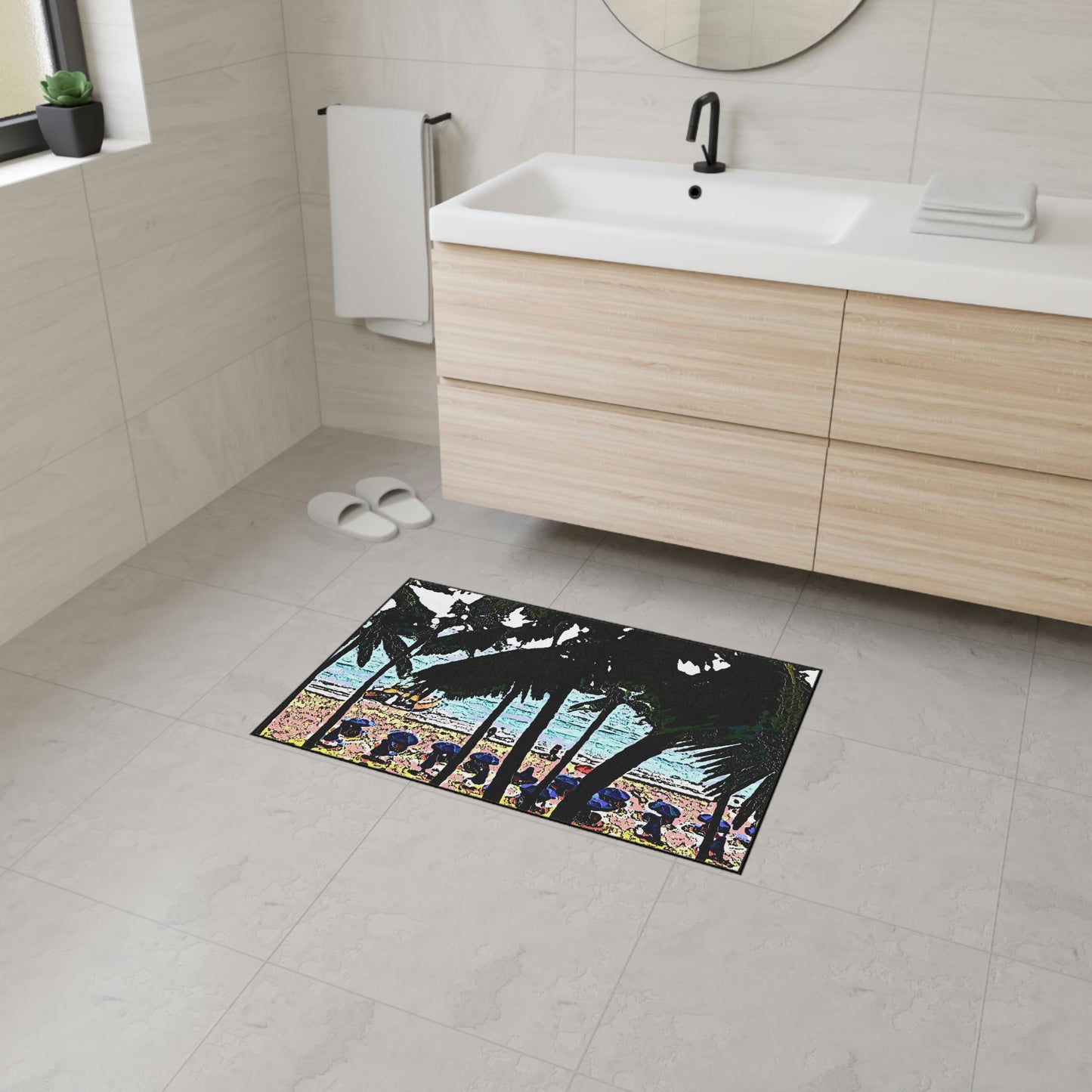Heavy Duty Floor Mat ... "A Beautiful Beach Amongst The Palms" ... The Outrigger Waikiki, Honolulu, Oahu ... Original Works ...