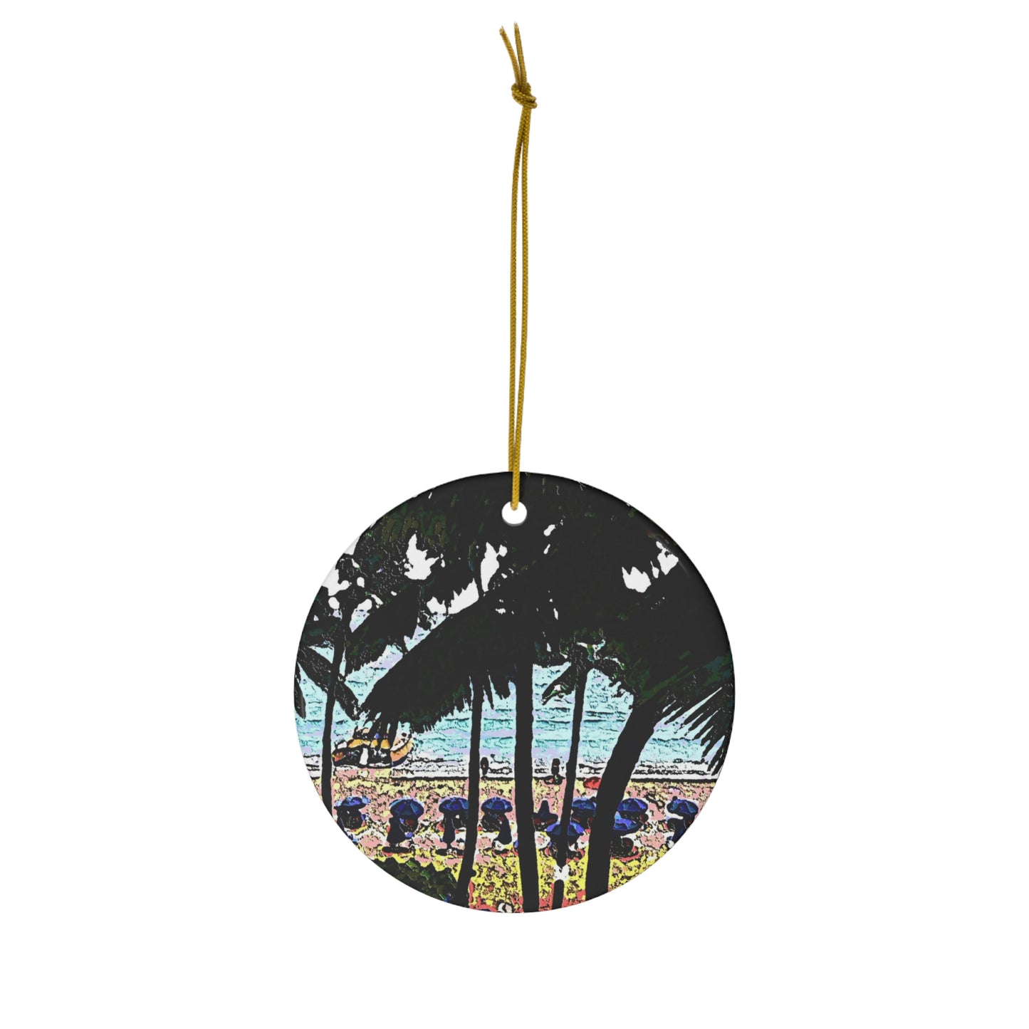 Ceramic Ornament, 1-Pack ... "A Beautiful Beach Amongst The Palms" ... The Outrigger Waikiki, Honolulu, Oahu ... Original Works ...