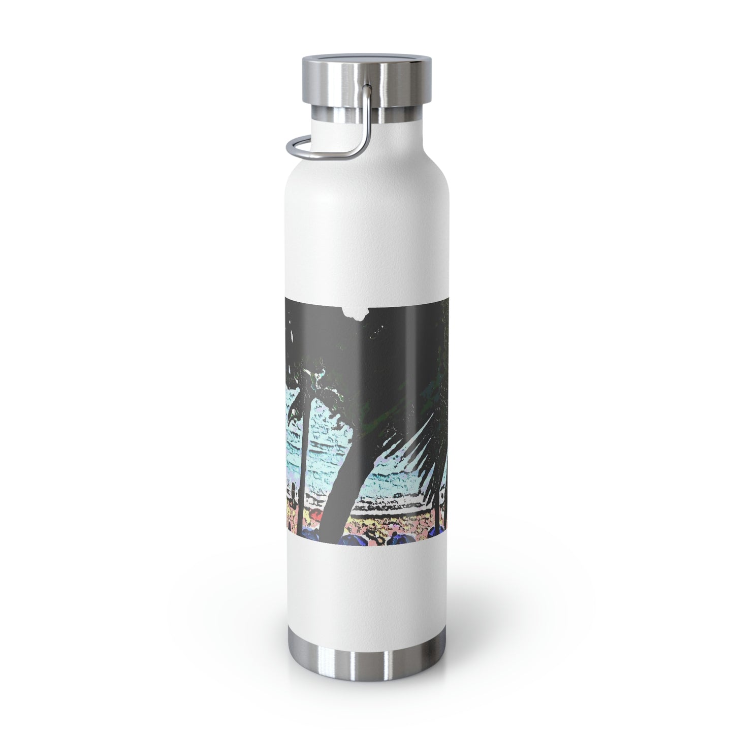 Copper Vacuum Insulated Bottle, 22oz ... "A Beautiful Beach Amongst The Palms" ... The Outrigger Waikiki, Honolulu, Oahu ... Original Works ...
