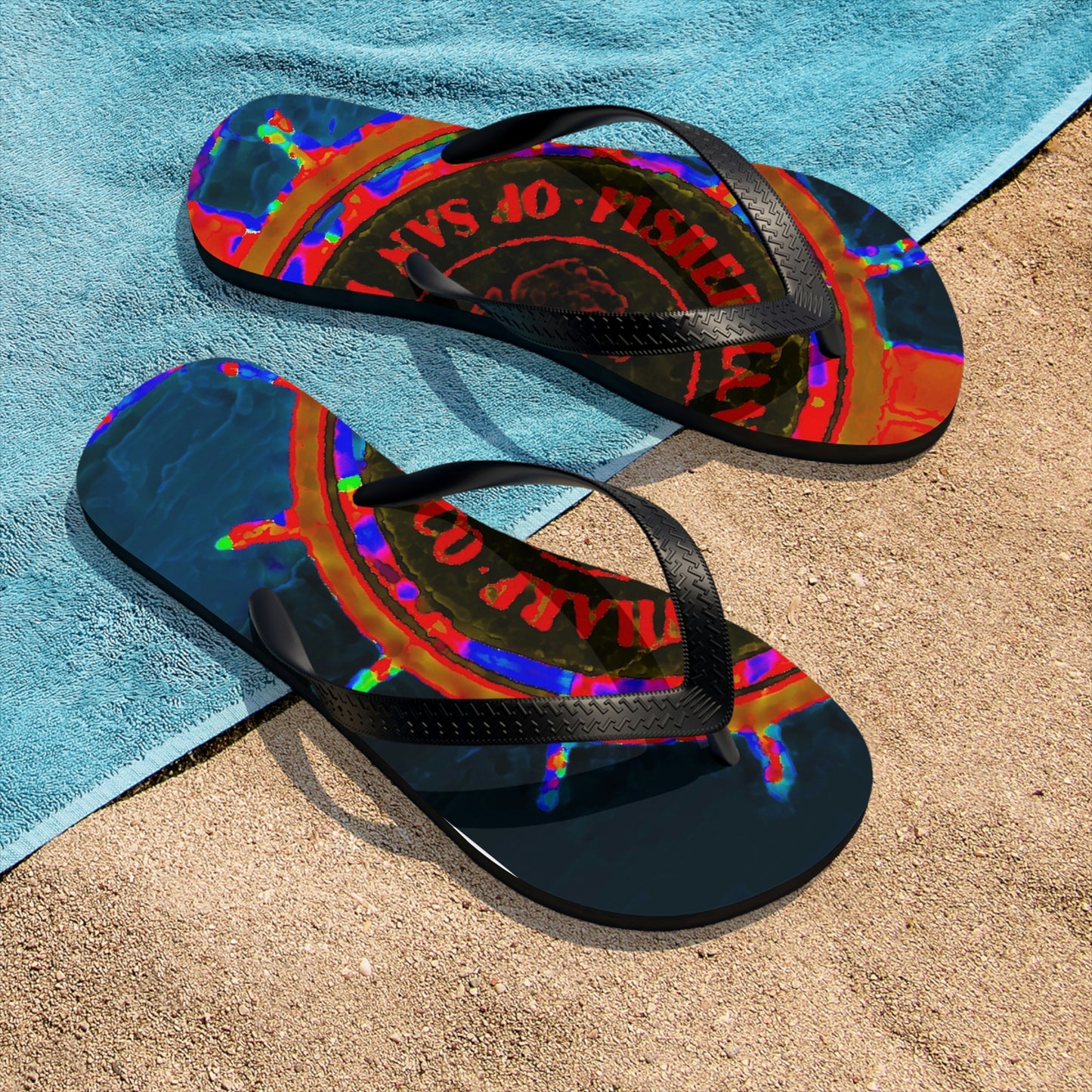Unisex Flip-Flops ... "No.9 Fishermen's Grotto - Fishermen's Wharf, SF, California" ... Family Archives: 1970's ... Original Works ...