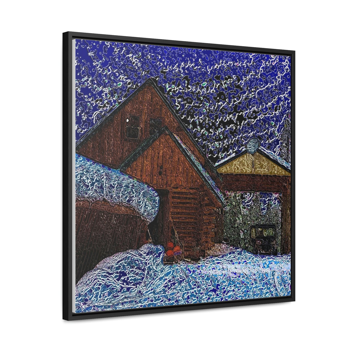 Gallery Canvas Wraps, Square Frame ... A Litle Bit Of Color ...  A Little Bit Of Van Gogh ... A Little Bit Of Vertigo ... "And Away You Go With The Snow .." Original Works: Rendering Time: 16 Hours ...
