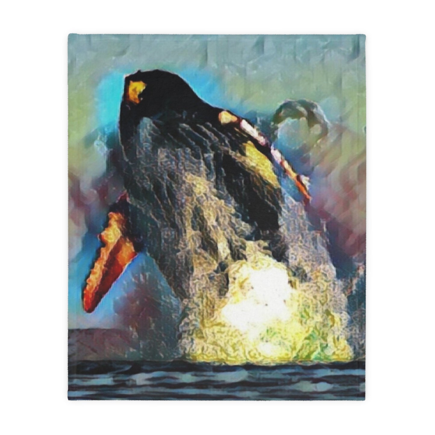 Velveteen Minky Blanket (Two-sided print) ... An Extraordinary Humpback Breach ... 'With Explosive Energy' ... Family Archives (KPH) ... Circa: 21st Century. Maui, HI ... Original Works ...
