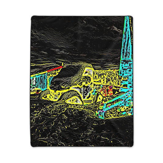 Polyester Blanket ...  "Snow Vehicle In Snow Storm At-Rest" ... Circa 12Mar23 ... Central Idaho ... 18-Hours Rendering Time: Original Works ...