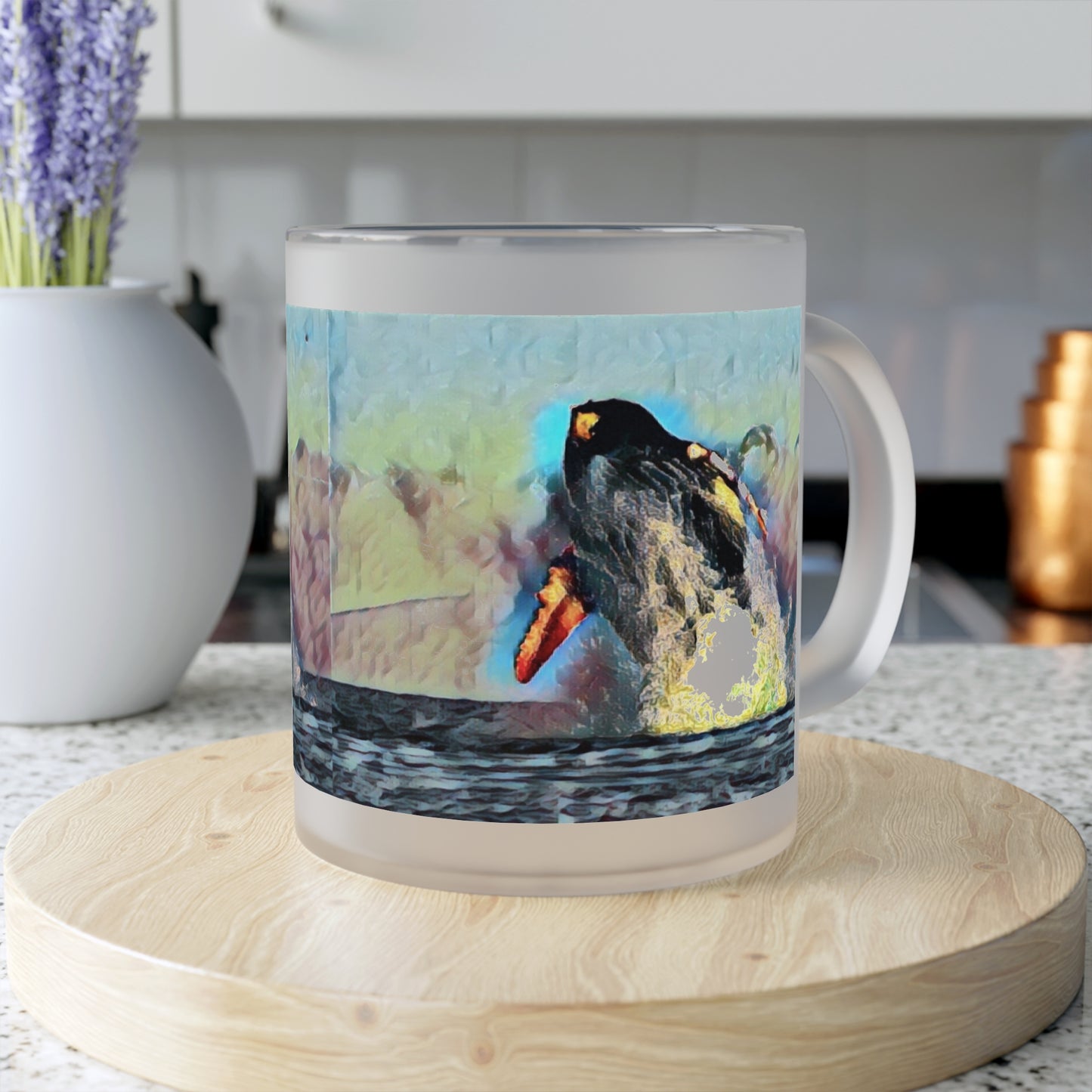 Frosted Glass Mug ... An Extraordinary Humpback Breach ... 'With Explosive Energy' ... Family Archives (KPH) ... Circa: 21st Century. Maui, HI ... Original Works ...