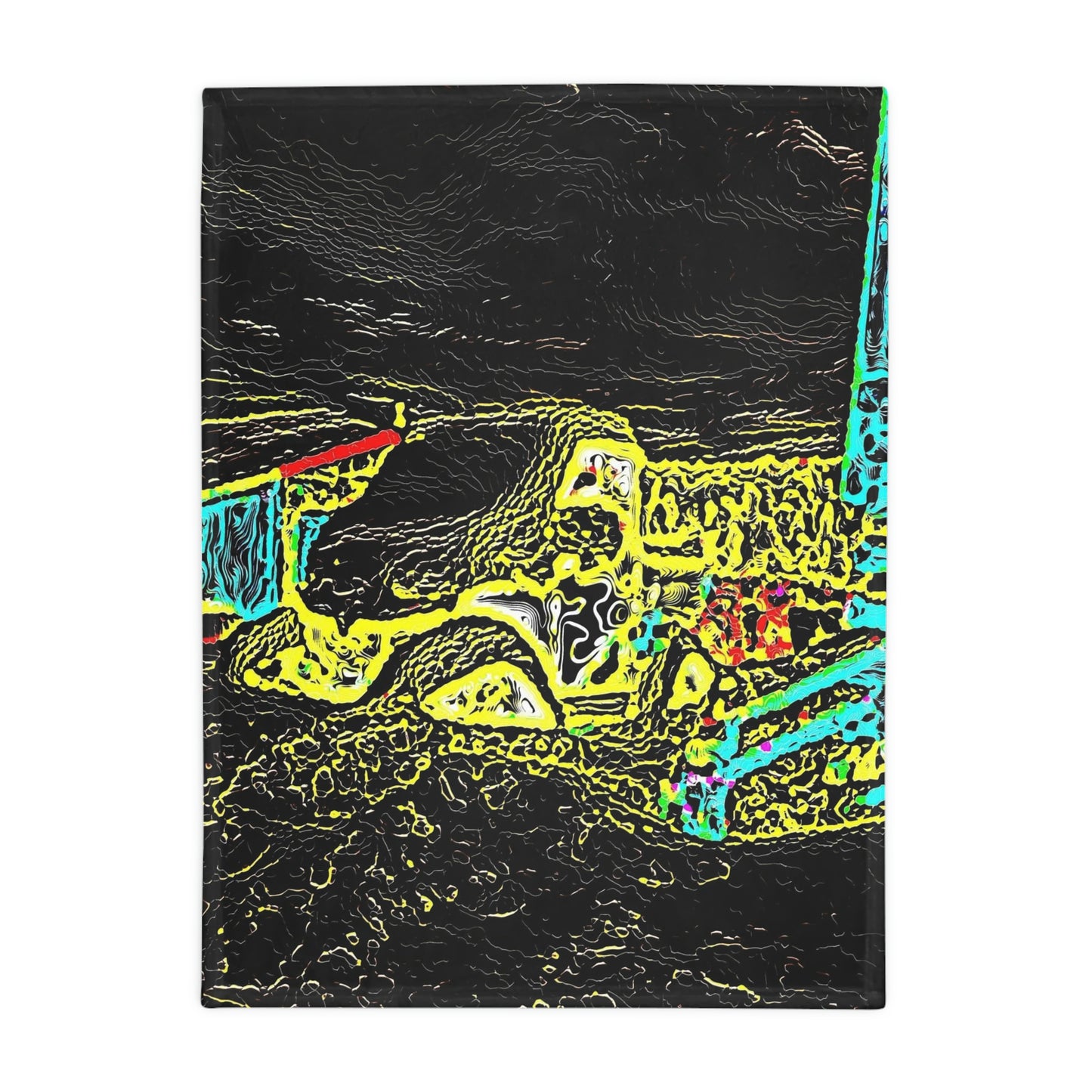 Plush Fleece Blanket ...  "Snow Vehicle In Snow Storm At-Rest" ... Circa 12Mar23 ... Central Idaho ... 18-Hours Rendering Time: Original Works ...