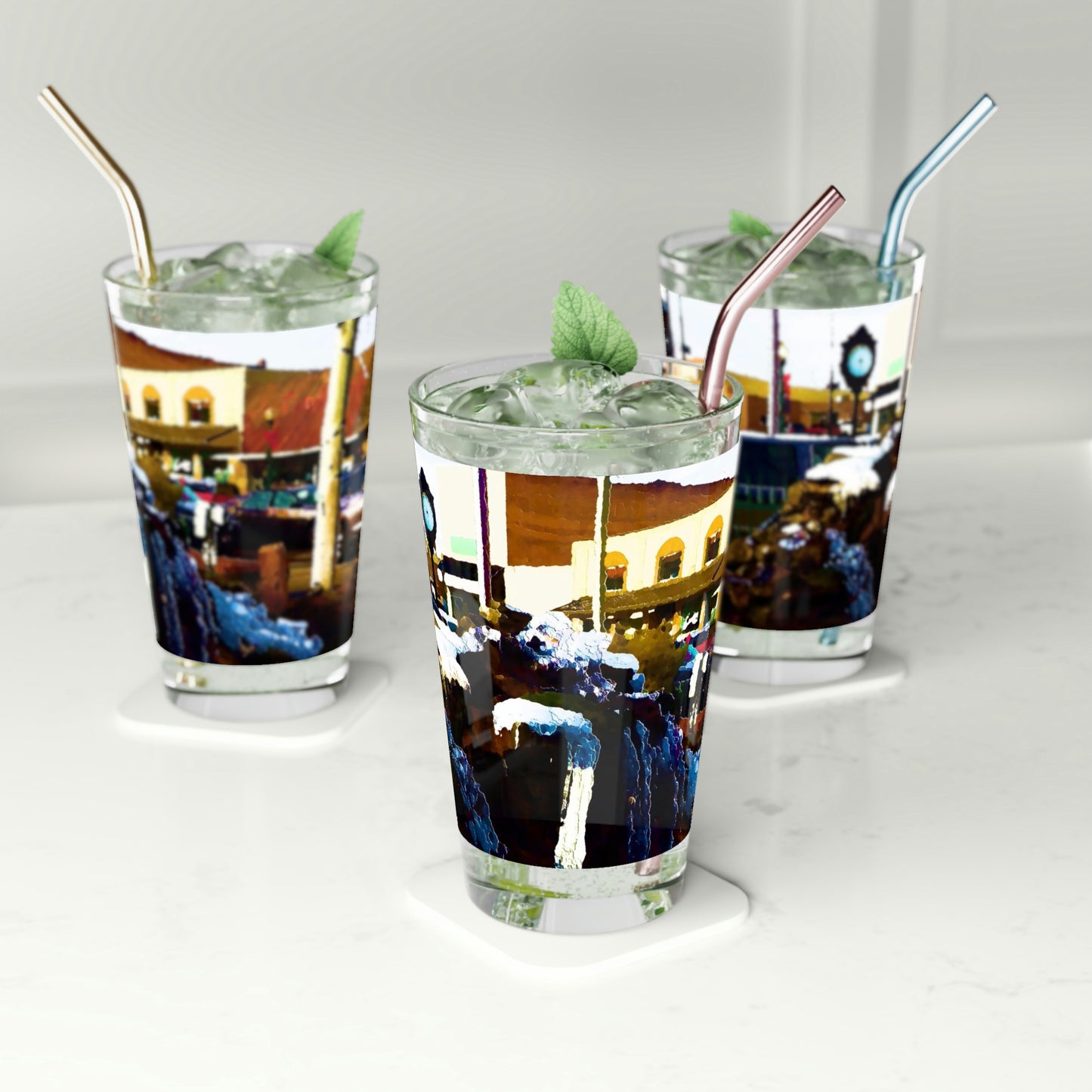 Pint Glass, 16oz ...  "Ice & Water Sculpted" ... Downtown Grangeville, Idaho ... Adjacent To Irwin Pharmacy ... 5Jan23 ... Original Works ...