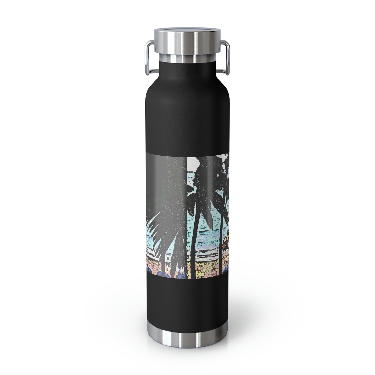 Copper Vacuum Insulated Bottle, 22oz ... "A Beautiful Beach Amongst The Palms" ... The Outrigger Waikiki, Honolulu, Oahu ... Original Works ...