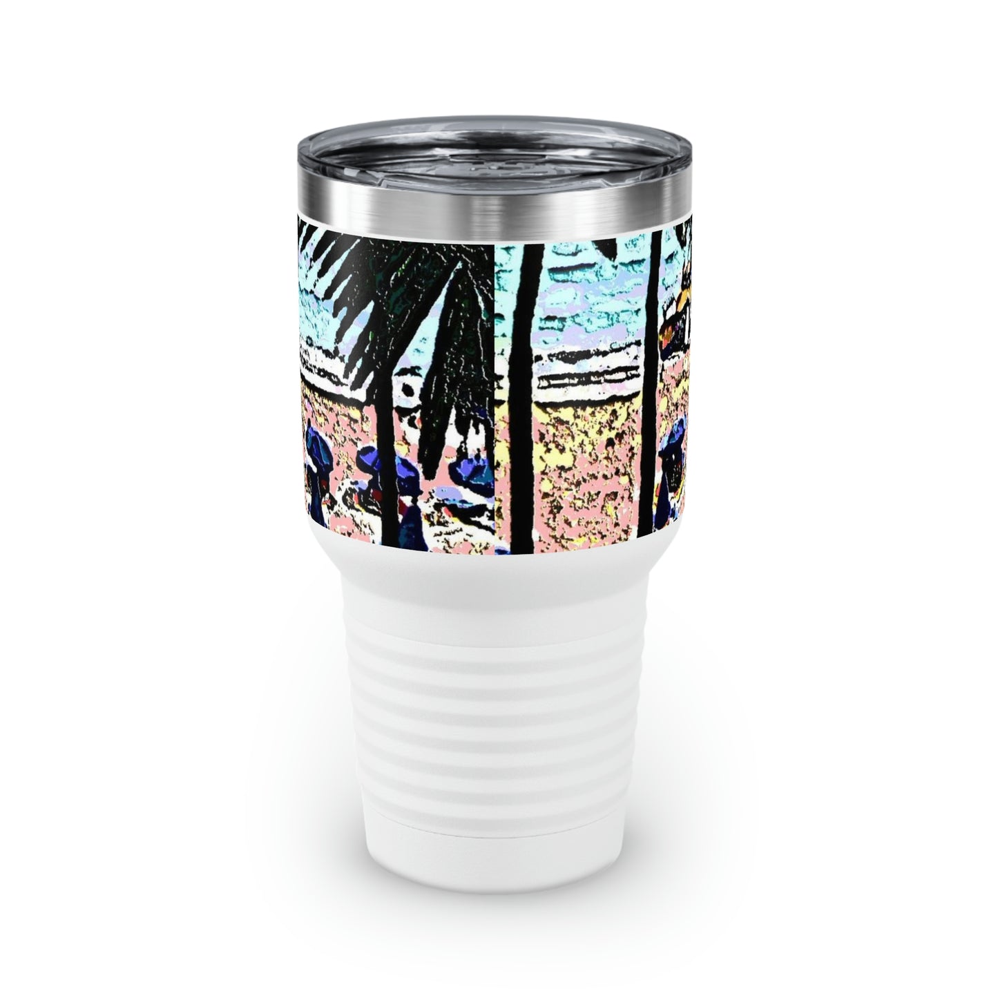 Ringneck Tumbler, 30oz ... "A Beautiful Beach Amongst The Palms" ... The Outrigger Waikiki, Honolulu, Oahu ... Original Works ...