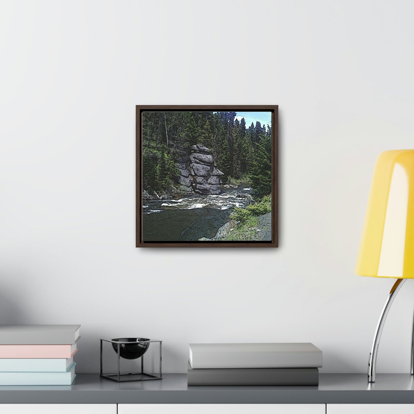Gallery Canvas Wraps, Square Frame ...  "I Am Innocent" ... Tricky-Dick Immortalized ... Nixon Rock: Along The River ... Central Idaho, Summer 2020 ... Original Works ...
