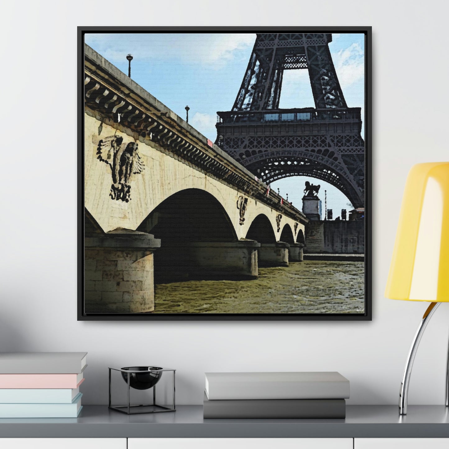 Gallery Canvas Wraps, Square Frame ...  Le Tour D'Eiffel ..."Along The Water" ... Barbara Joan Bonnell-Holt ... Le Voyage De Paris: 1972 ... Original Works ...