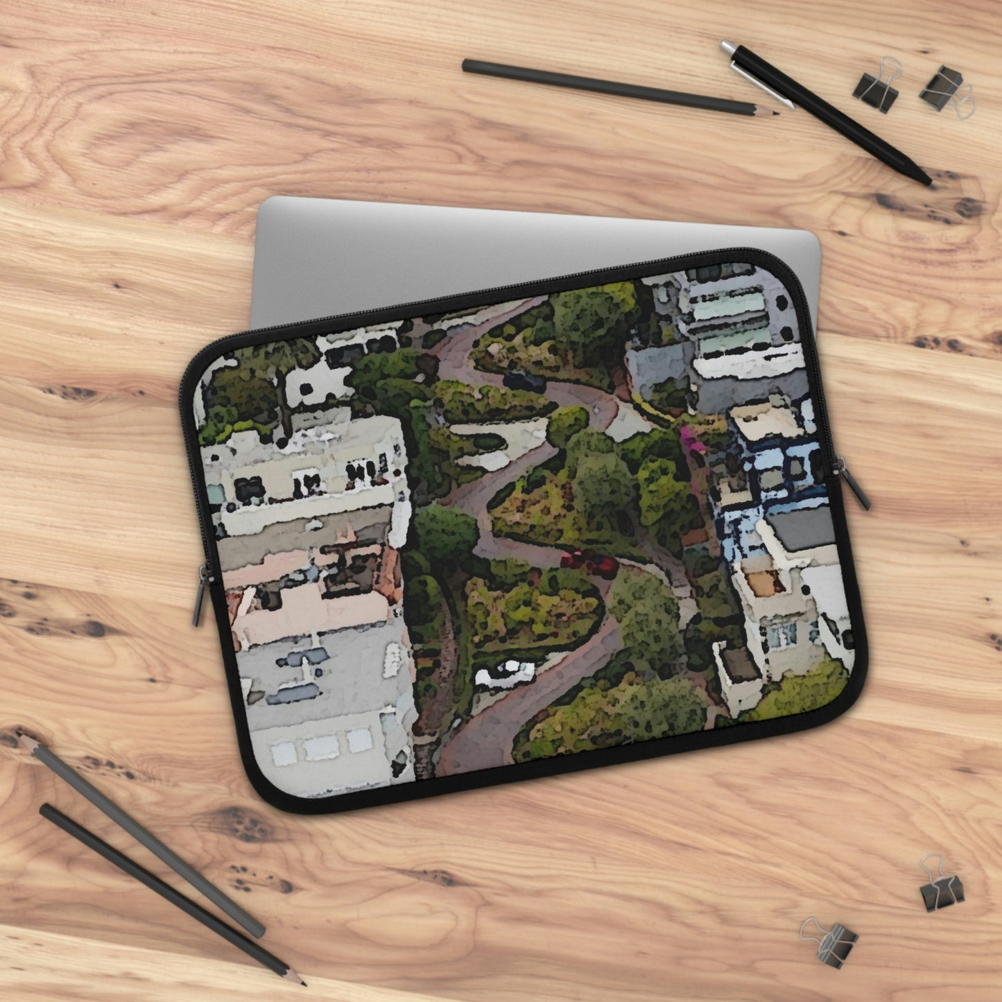 Laptop Sleeve ... A Crazy Street ... 'Eight Winding Curve-Switchbacks' ... "Lombard Street, San Francisco, CA' ... Family Archives: 1970's ... Original Works ...