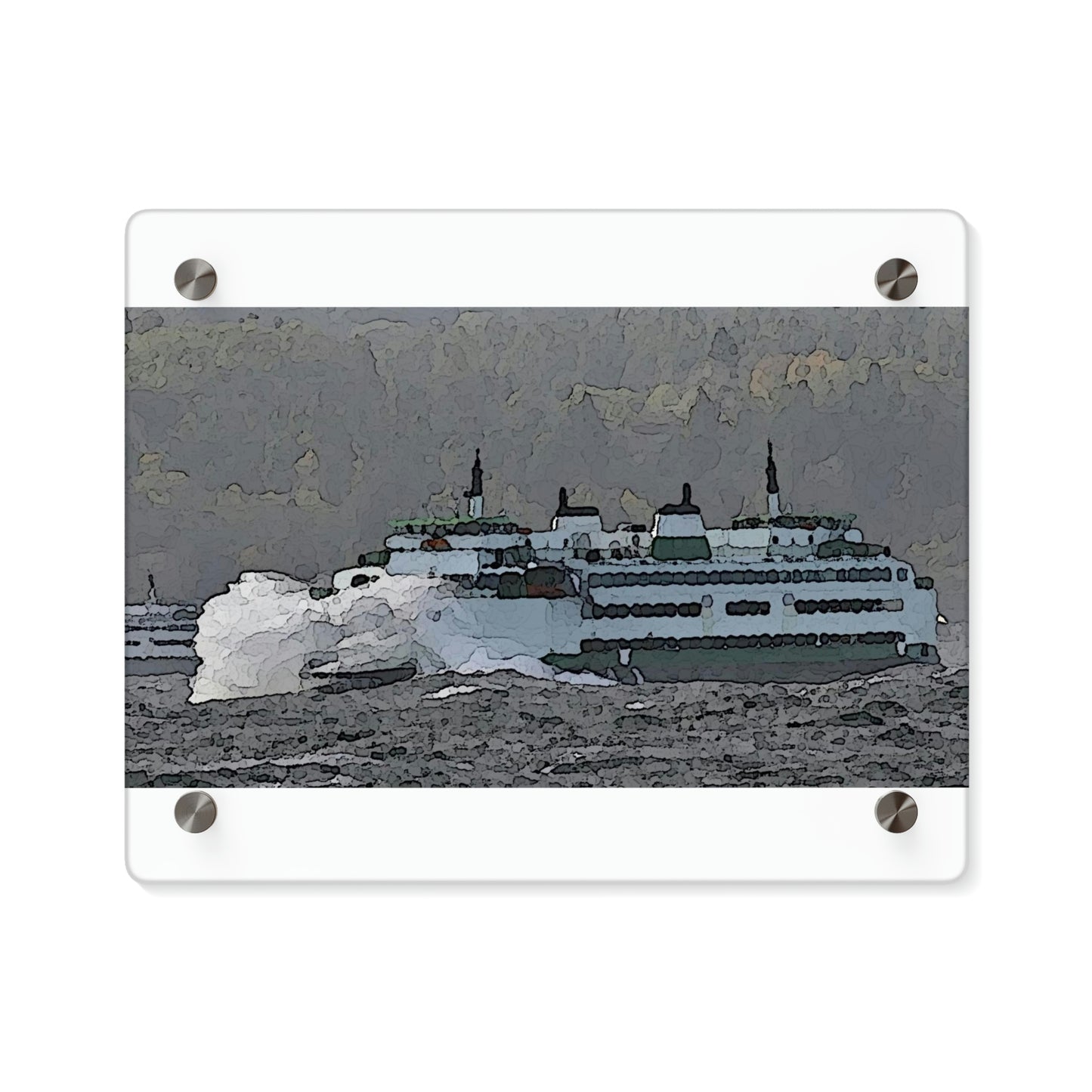 Acrylic Wall Art Panels ... WADOT Ferry Crossing ... "A Very Rough Day" ... Mulkiteo Route ... Family Archives ... Early 1990's' ... Original Works ...