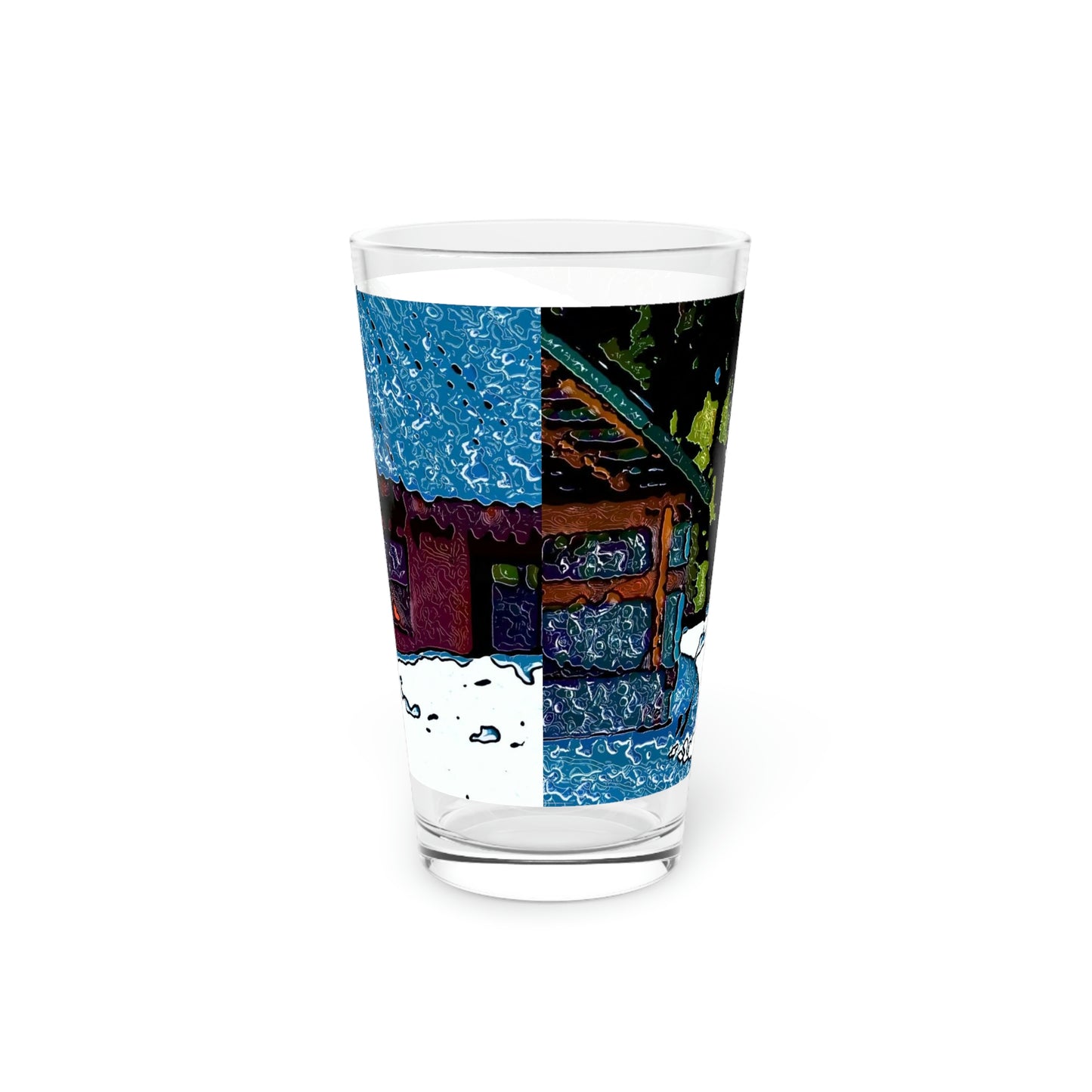 Pint Glass, 16oz ... "A Rider Passeth-Through-It" ... Colors Galore & A Bit Of Impressionism ... Original Works. Winter 2021. Central Idaho. Rendering Time: 12 Hours ...