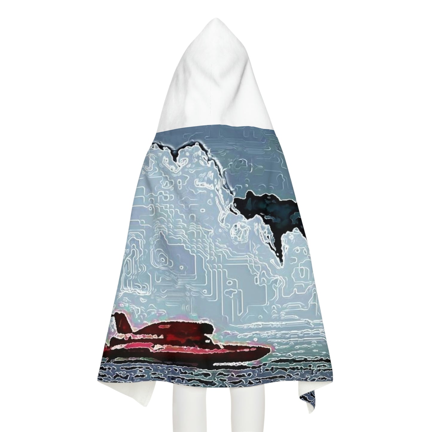 Youth Hooded Towel ...  Seattle Columbia Cup On Lake Washington ... "Dave Wilcox Heads For The Win" ... Associate Gift-Photo ... Original Works ...
