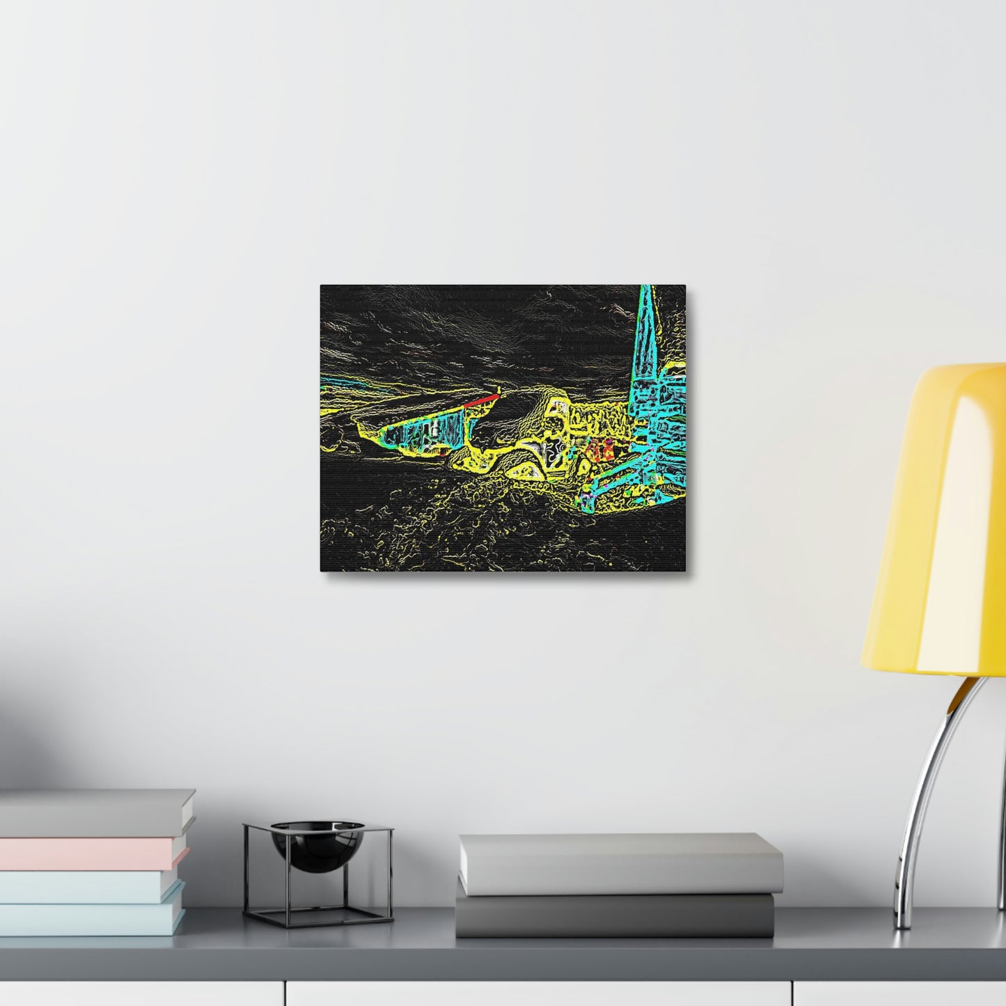 Satin Canvas, Stretched ... "Snow Vehicle In Snow Storm At-Rest" ... Circa 12Mar23 ... Central Idaho ... 18-Hours Rendering Time: Original Works ...