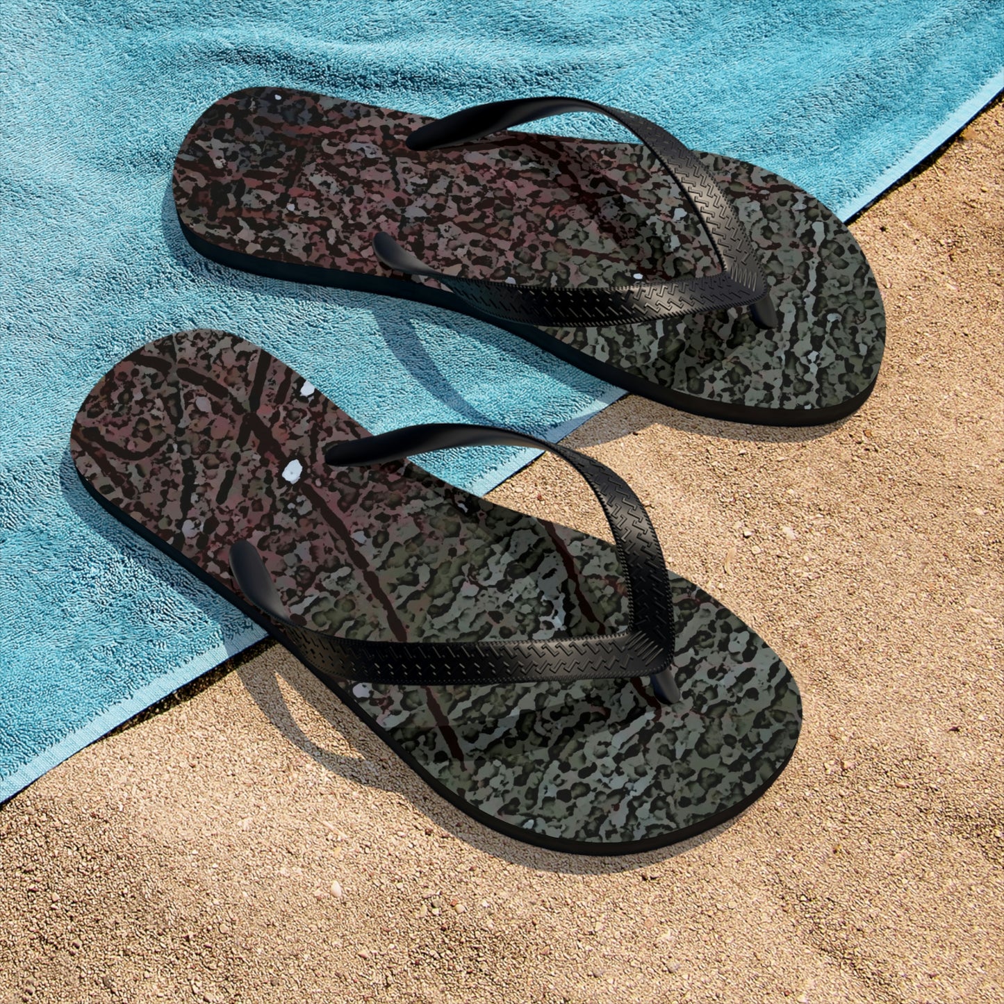 Unisex Flip-Flops .. "A River Runs Through It" ... Red-Osier-Dogwood (Cornus Stonlifera 'Rubra') .. Original Works ... Central Idaho ...