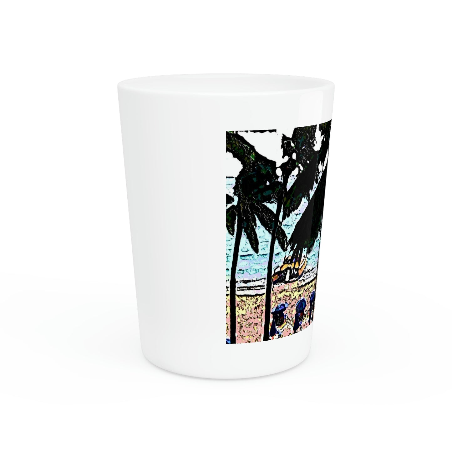 Shot Glass ... "A Beautiful Beach Amongst The Palms" ... The Outrigger Waikiki, Honolulu, Oahu ... Original Works ...