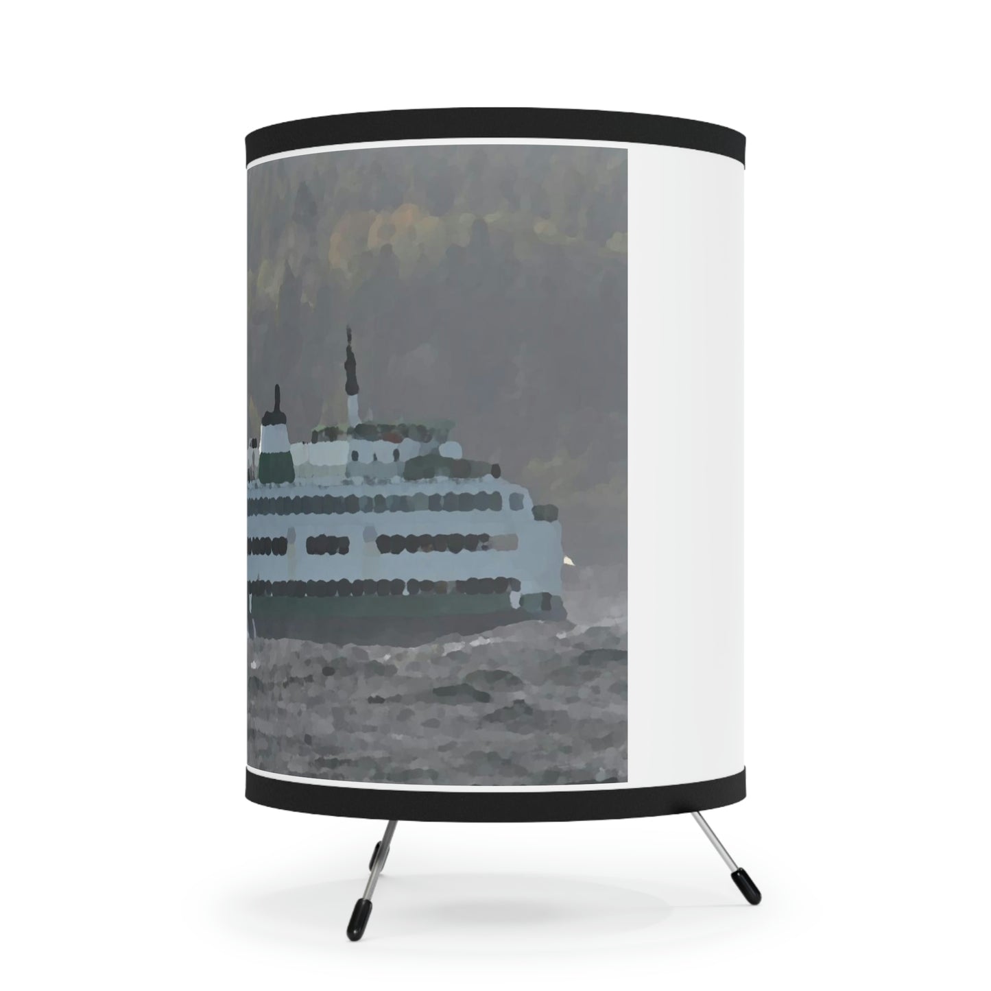 Tripod Lamp with High-Res Printed Shade, US\CA plug ... WADOT Ferry Crossing ... "A Very Rough Day" ... Mulkiteo Route ... Family Archives ... Early 1990's' ... Original Works ...