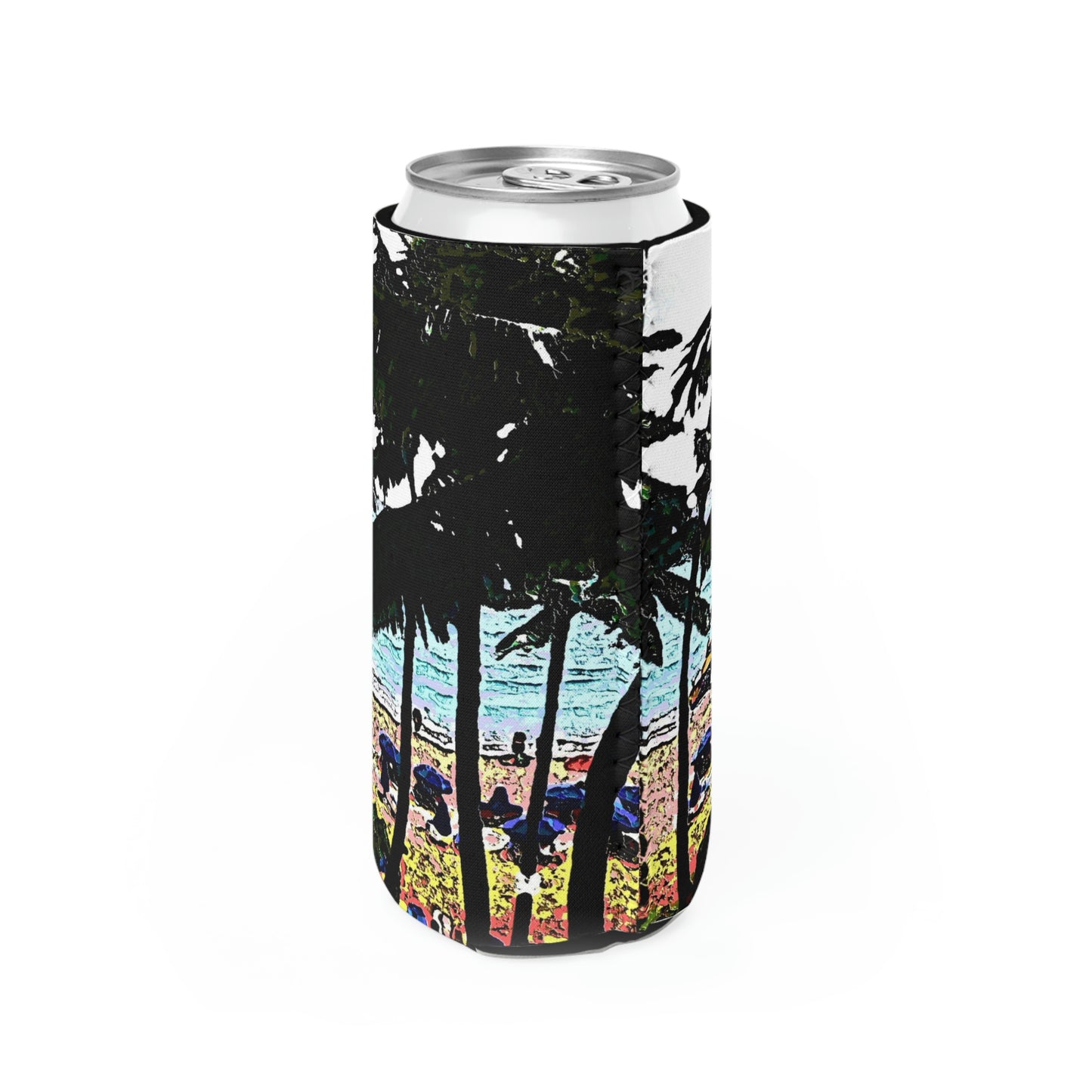 Slim Can Cooler ... "A Beautiful Beach Amongst The Palms" ... The Outrigger Waikiki, Honolulu, Oahu ... Original Works ...