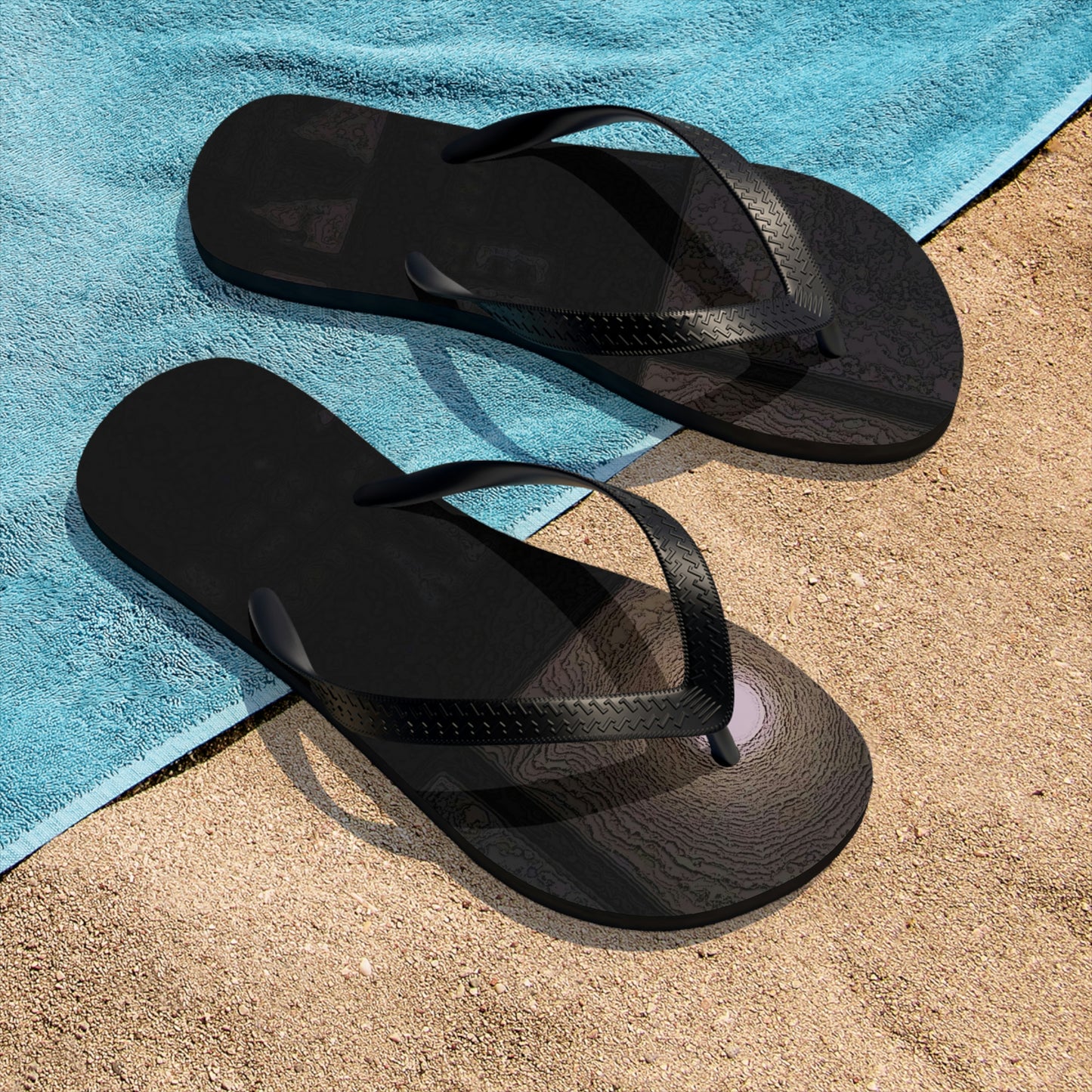 Unisex Flip-Flops ... Car Approaches From The Stern ... Moon Ascendary From The Bow ... "Two Friendly Travellers On A Cold Night Near Elk City" ... C
