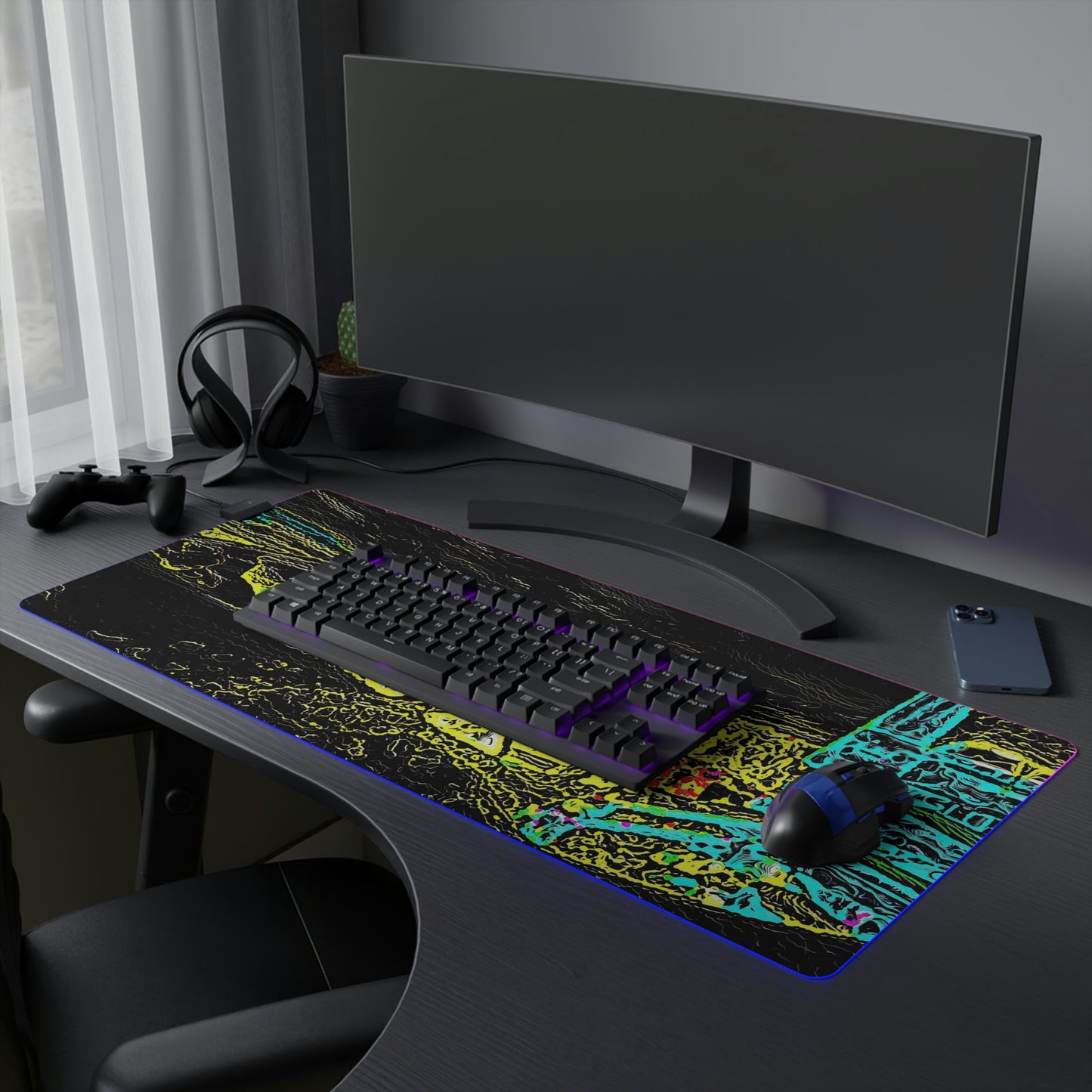 LED Gaming Mouse Pad ... "Snow Vehicle In Snow Storm At-Rest" ... Circa 12Mar23 ... Central Idaho ... 18-Hours Rendering Time: Original Works ...