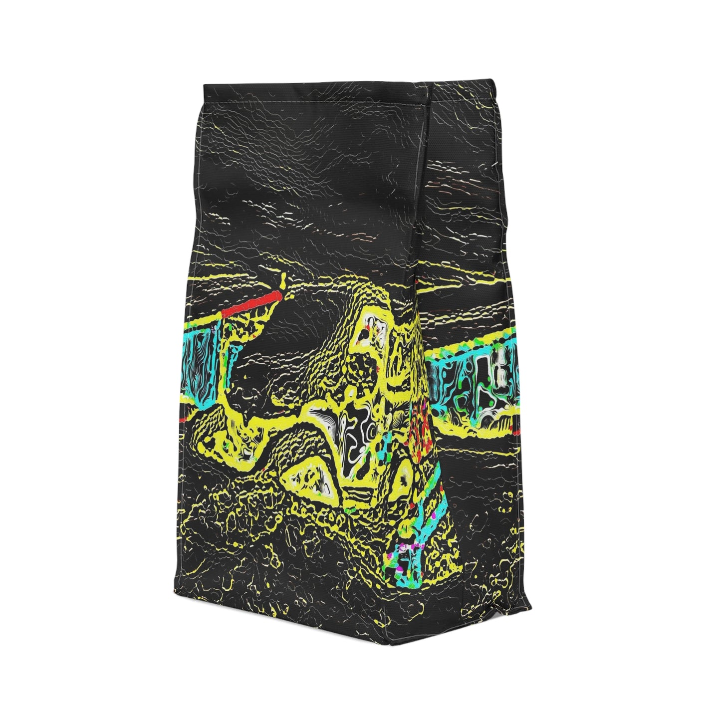 Polyester Lunch Bag ... "Snow Vehicle In Snow Storm At-Rest" ... Circa 12Mar23 ... Central Idaho ... 18-Hours Rendering Time: Original Works ...