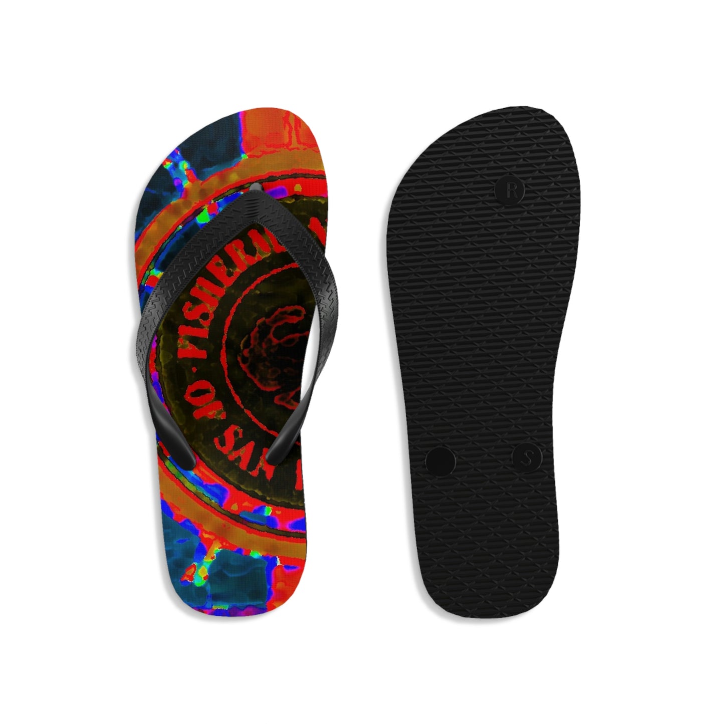 Unisex Flip-Flops ... "No.9 Fishermen's Grotto - Fishermen's Wharf, SF, California" ... Family Archives: 1970's ... Original Works ...