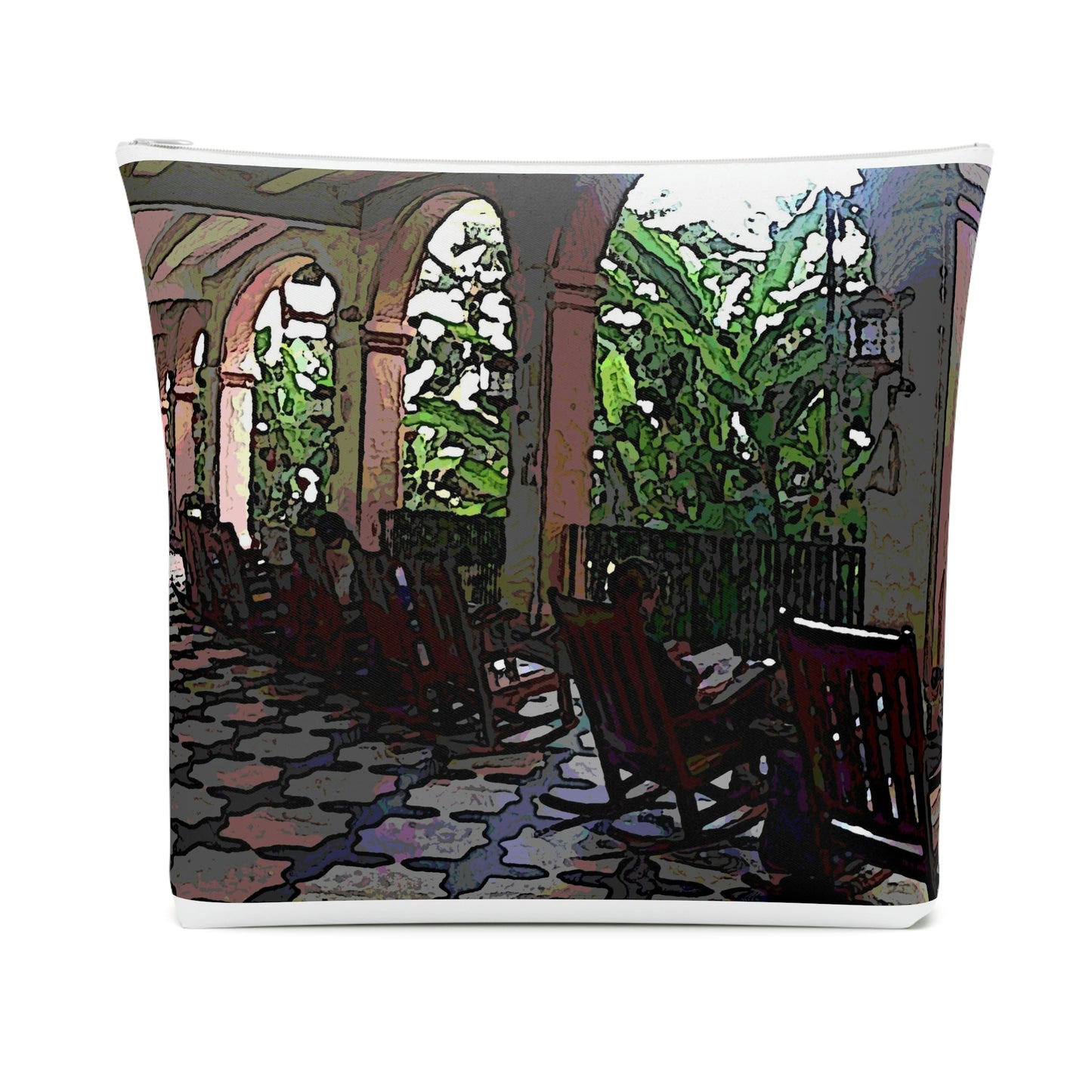 Cotton Cosmetic Bag ...  Lanai & Rocking Chairs At: 'The Pink Palace' ... The Royal Hawai'ian ... Honolulu, HI ... '27Oct2014' ... Original Works ...