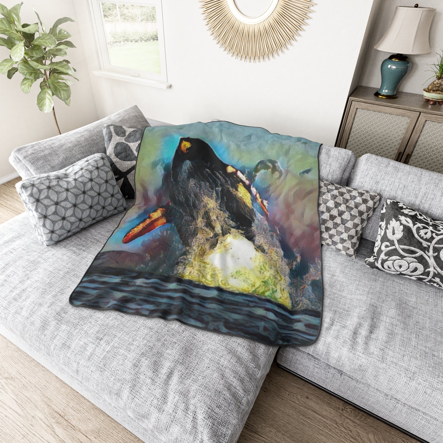 Polyester Blanket ... An Extraordinary Humpback Breach ... 'With Explosive Energy' ... Family Archives (KPH) ... Circa: 21st Century. Maui, HI ... Original Works ...