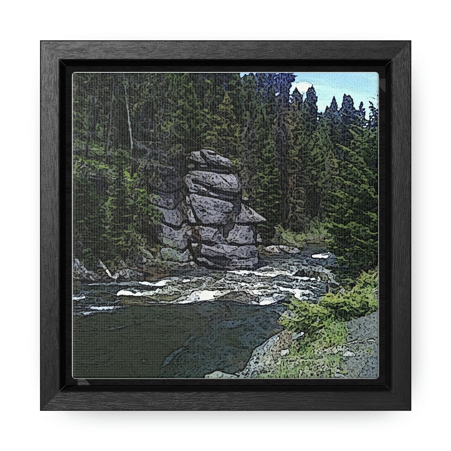 Gallery Canvas Wraps, Square Frame ...  "I Am Innocent" ... Tricky-Dick Immortalized ... Nixon Rock: Along The River ... Central Idaho, Summer 2020 ... Original Works ...