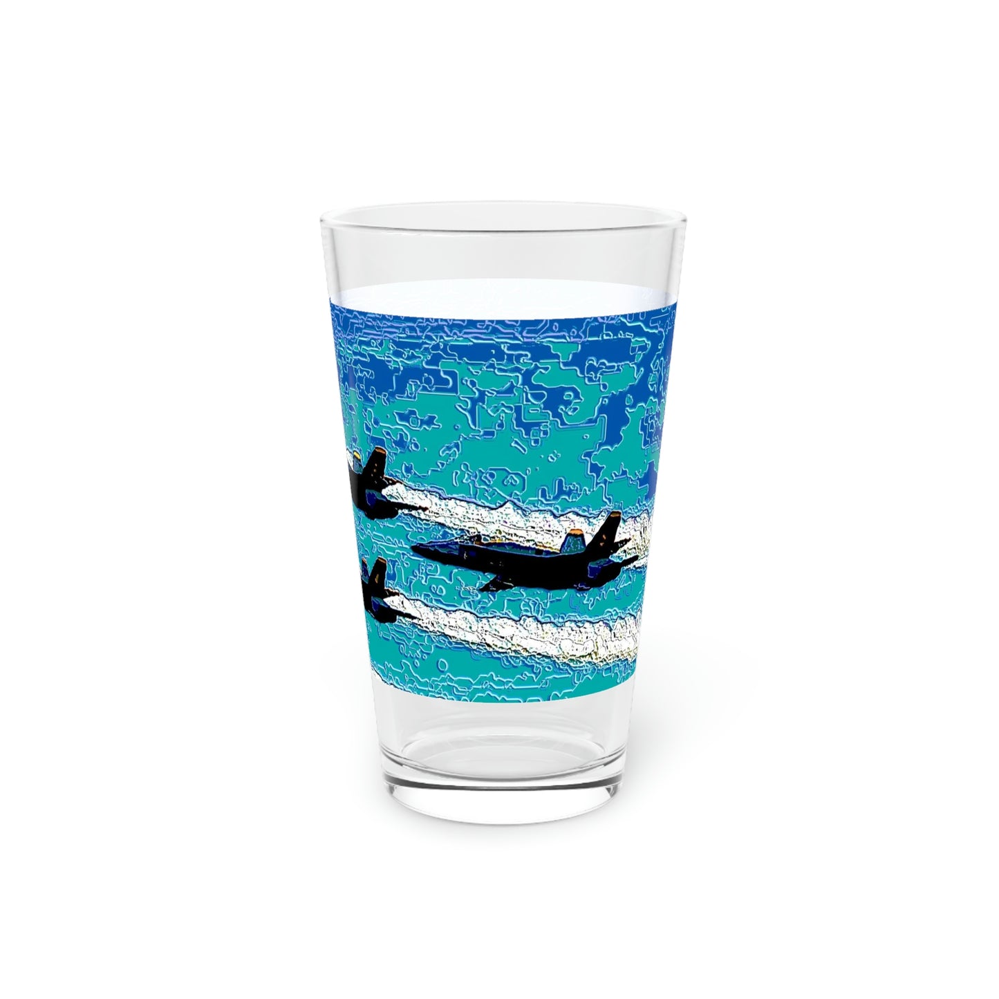 Pint Glass, 16oz ... Seattle Seafair ..."Blue Angels Run Over Lake Washington" ... Circa Mid 1980's ... Dr FJ Holt ... Original Works ...