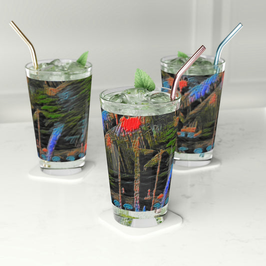 Pint Glass, 16oz ... "The Royal Hawai'ian: Waikiki Beach_Beach" ... Honolulu, HI ... Ocotber 2014 (Halloween) ... Original Works ...