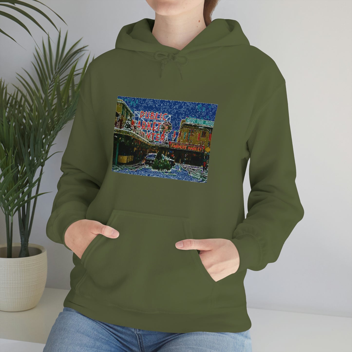Unisex Heavy Blend™ Hooded Sweatshirt ... Pike Place Market: 'The Public Market', Seattle, Washington. Circa Fall 2013 ...
