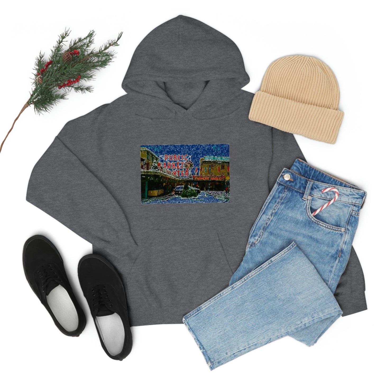Unisex Heavy Blend™ Hooded Sweatshirt ... Pike Place Market: 'The Public Market', Seattle, Washington. Circa Fall 2013 ...