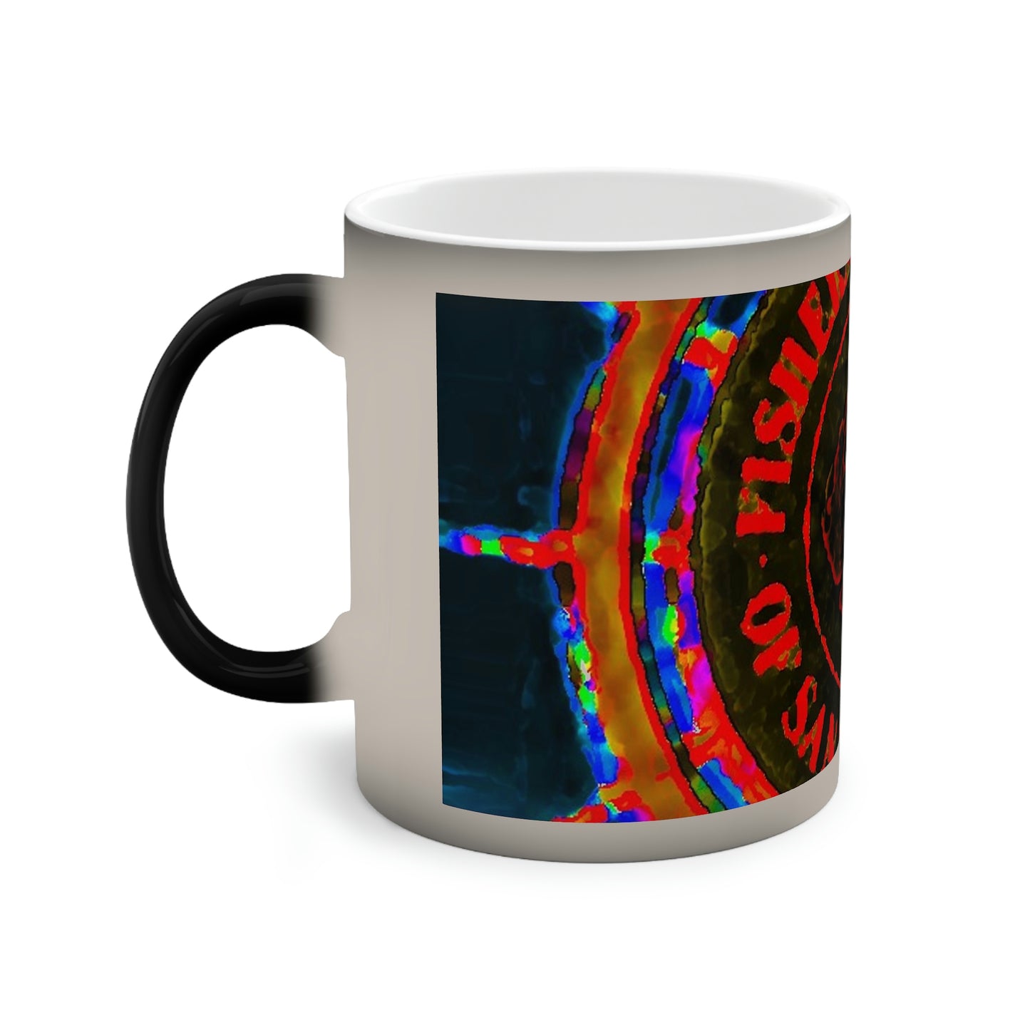 Color-Changing Mug, 11oz ... "No.9 Fishermen's Grotto - Fishermen's Wharf, SF, California" ... Family Archives: 1970's ... Original Works ...