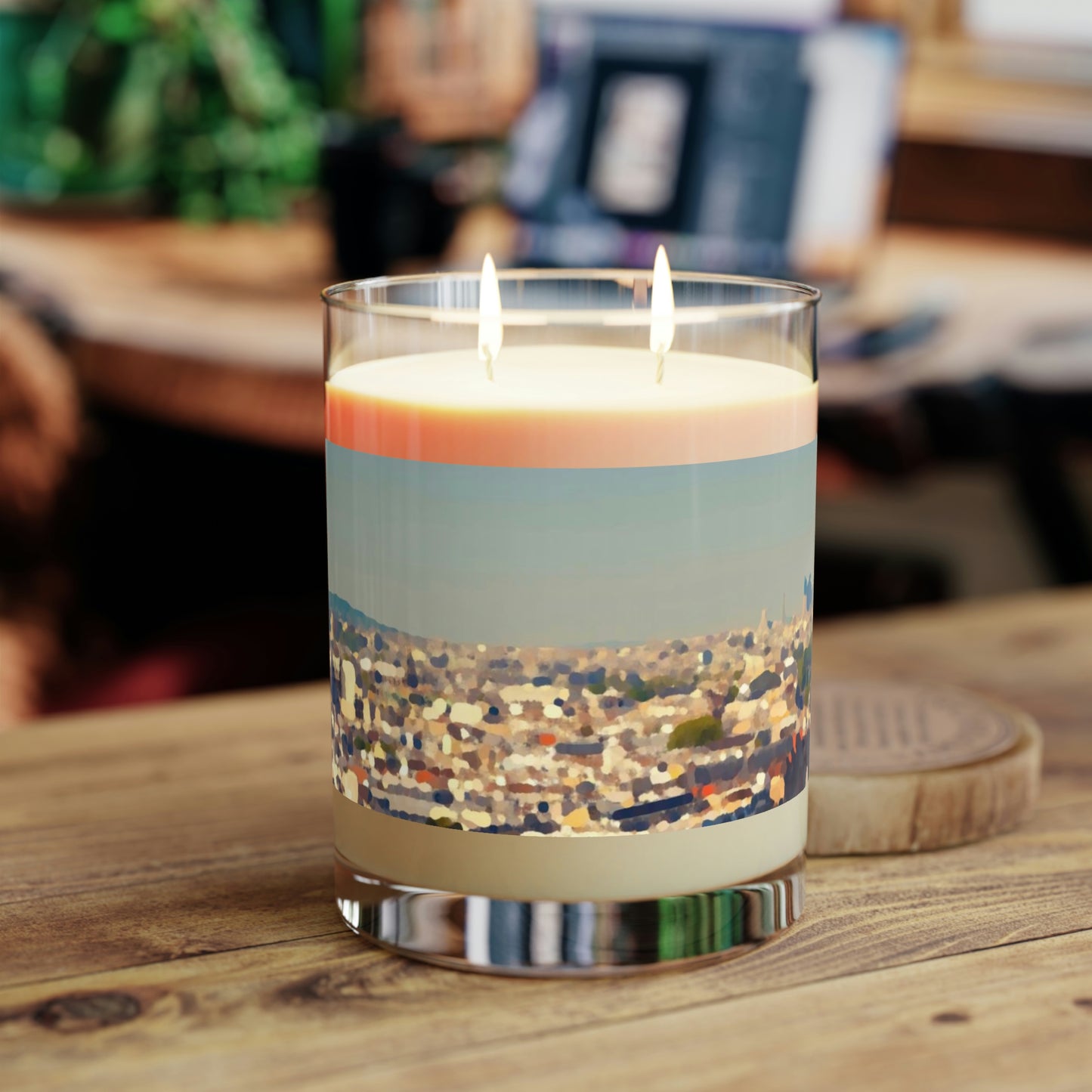 Scented Candle - Full Glass, 11oz ... Au Paris ... "Along The River Seine" ... Barbara Joan Bonnel-Holt: 1972 ... Original Works ...