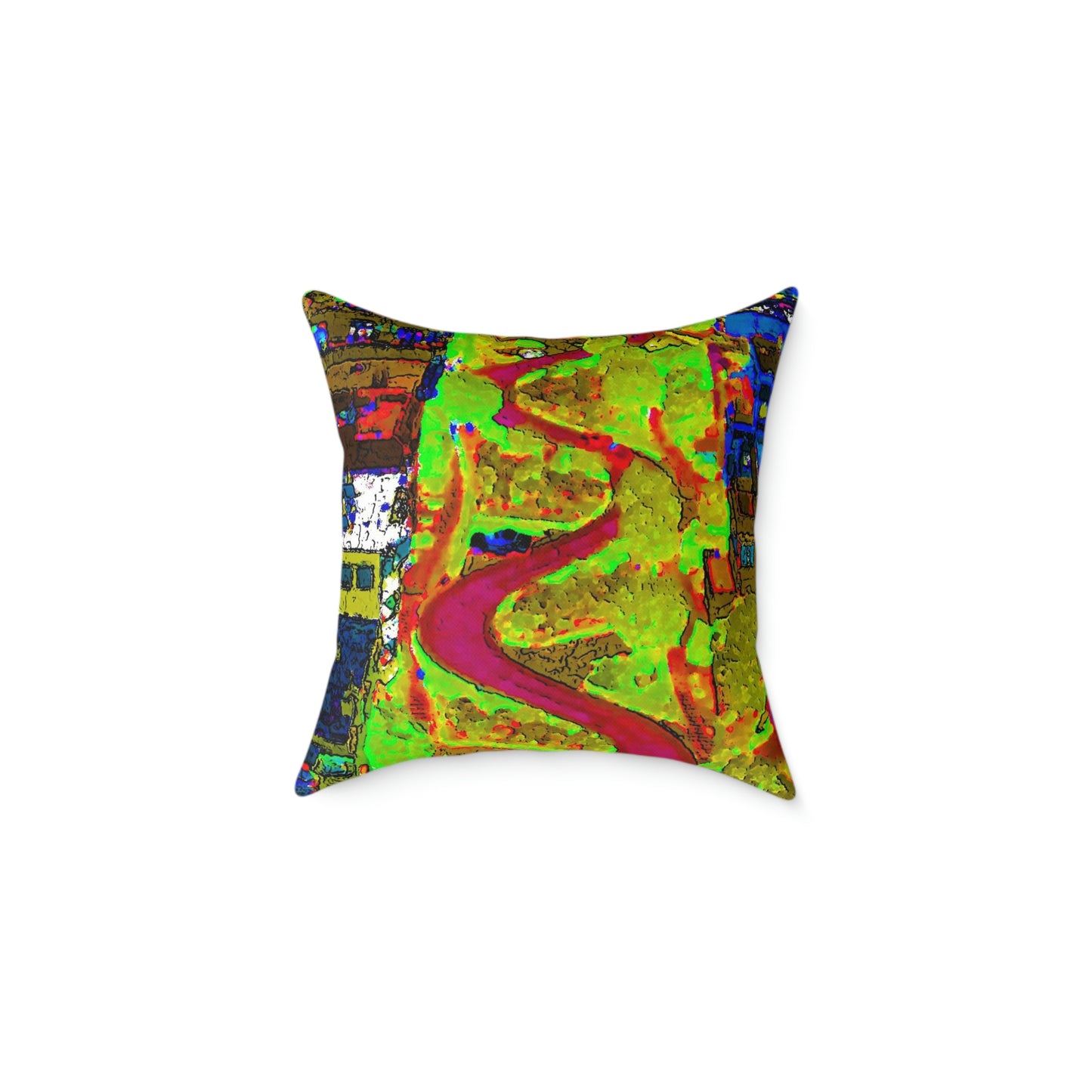 Spun Polyester Pillow ... A Crazy Street ... 'Eight Winding Curve-Switchbacks' ... "Lombard Street, San Francisco, CA' ... Family Archives: 1970's ... Original Works ...