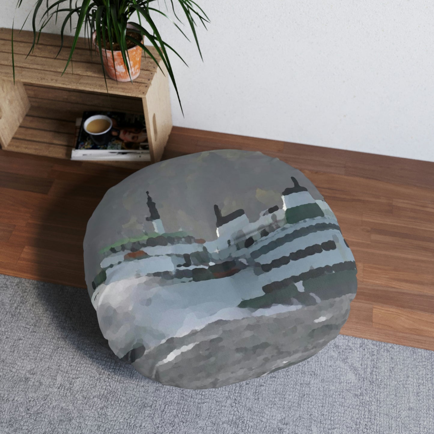 Tufted Floor Pillow, Round ... WADOT Ferry Crossing ... "A Very Rough Day" ... Mulkiteo Route ... Family Archives ... Early 1990's' ... Original Works ...
