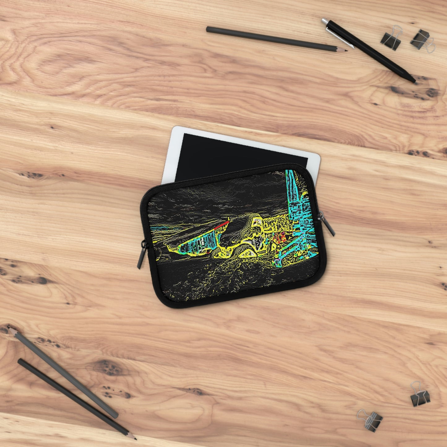 Laptop Sleeve ...  "Snow Vehicle In Snow Storm At-Rest" ... Circa 12Mar23 ... Central Idaho ... 18-Hours Rendering Time: Original Works ...