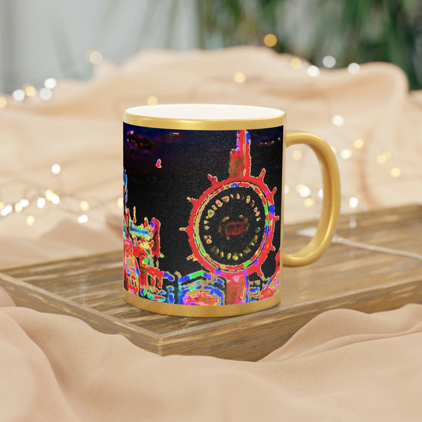 Metallic Mug (Silver\Gold) ... "No.9 Fishermen's Grotto - Fishermen's Wharf, SF, California" ... Family Archives: 1970's ... Original Works ...