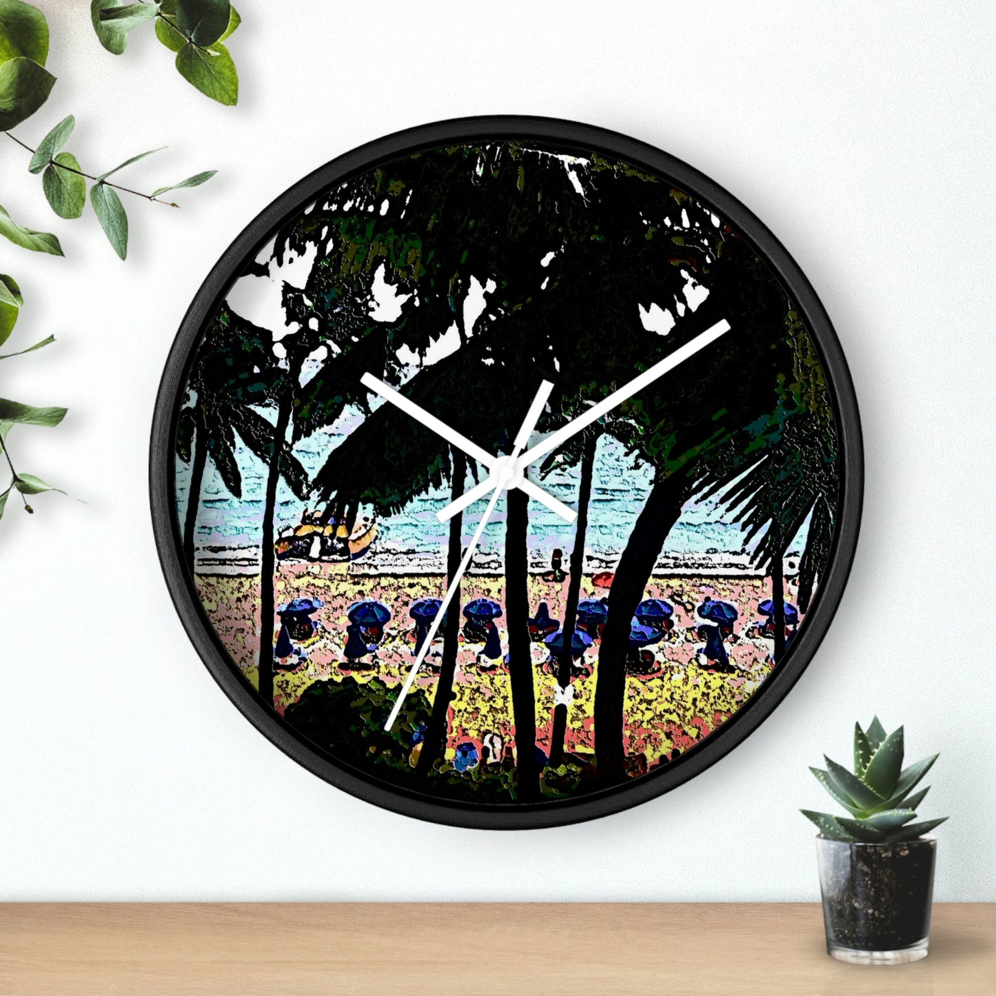 Wall Clock ... "A Beautiful Beach Amongst The Palms" ... The Outrigger Waikiki, Honolulu, Oahu ... Original Works ...